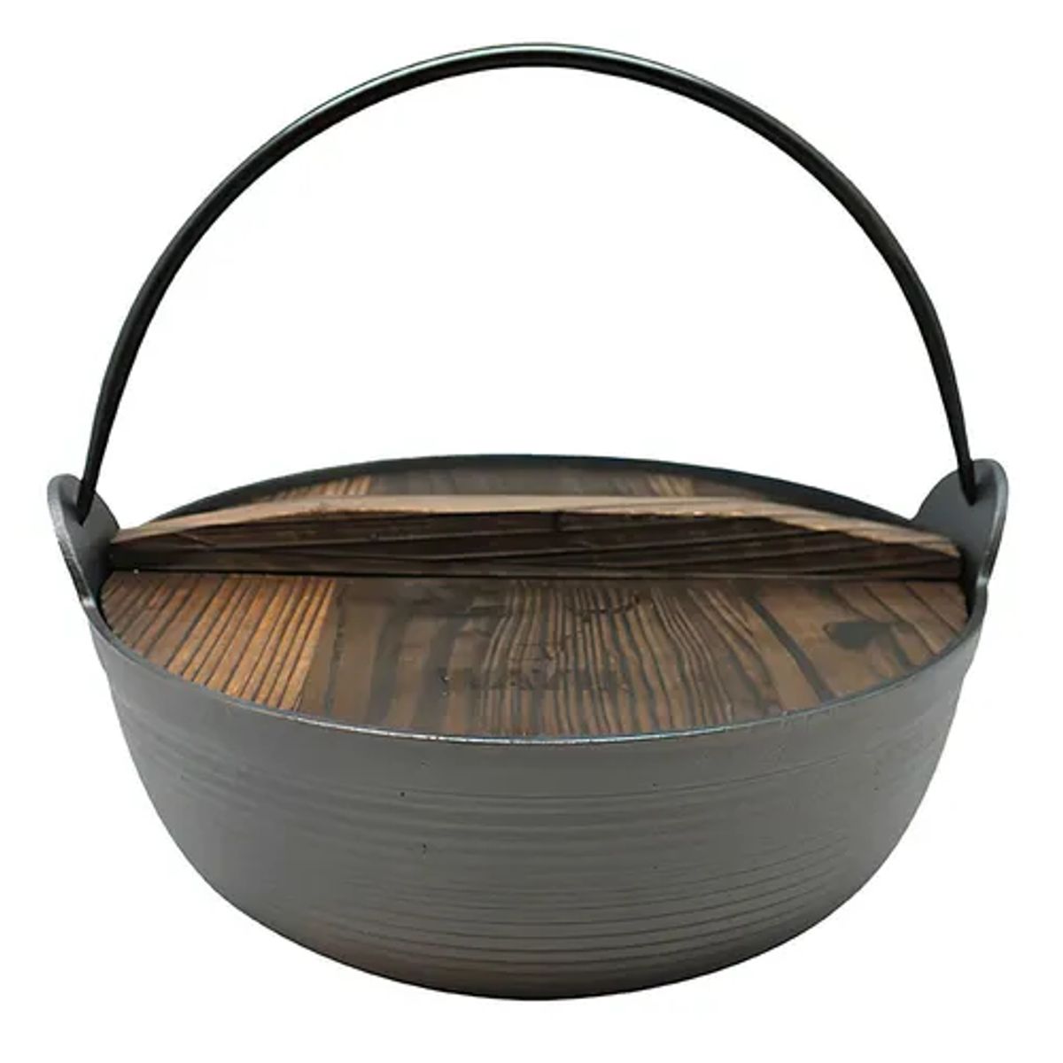 GENERICO - Olla Con Tapa De Madera Iron Cast - Wayu Color Negro