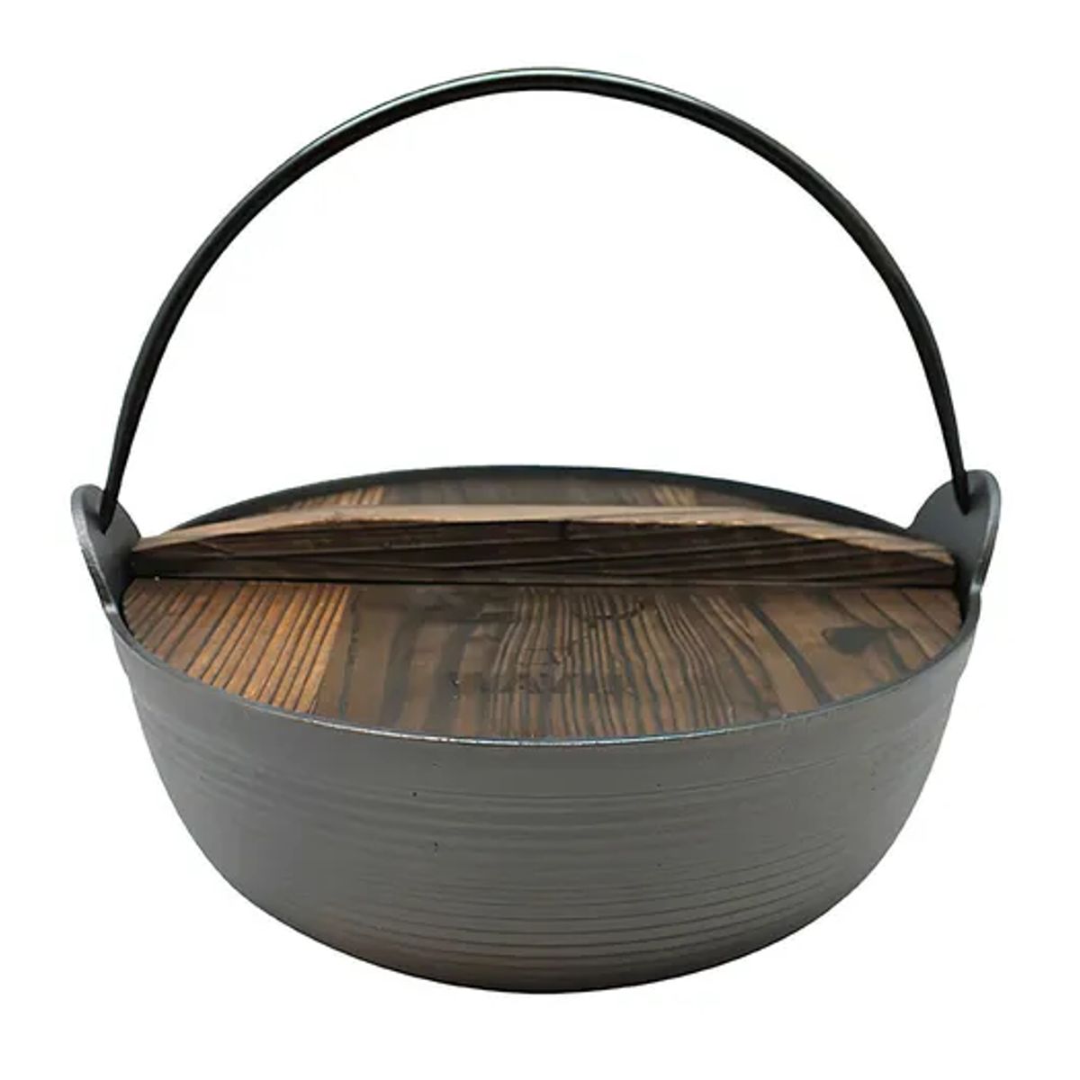 GENERICO - Olla Con Tapa De Madera Iron Cast - Wayu Color Negro