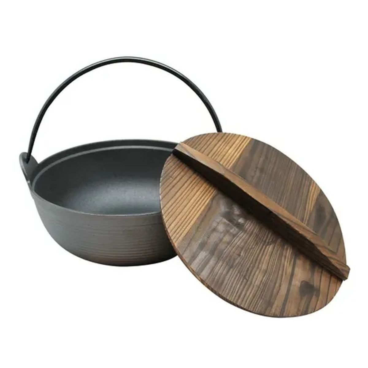 GENERICO - Olla Con Tapa De Madera Iron Cast - Wayu Color Negro