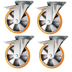 SANPLAST - Pack 4 Rueda 200mm 2000kg Aluminio Freno