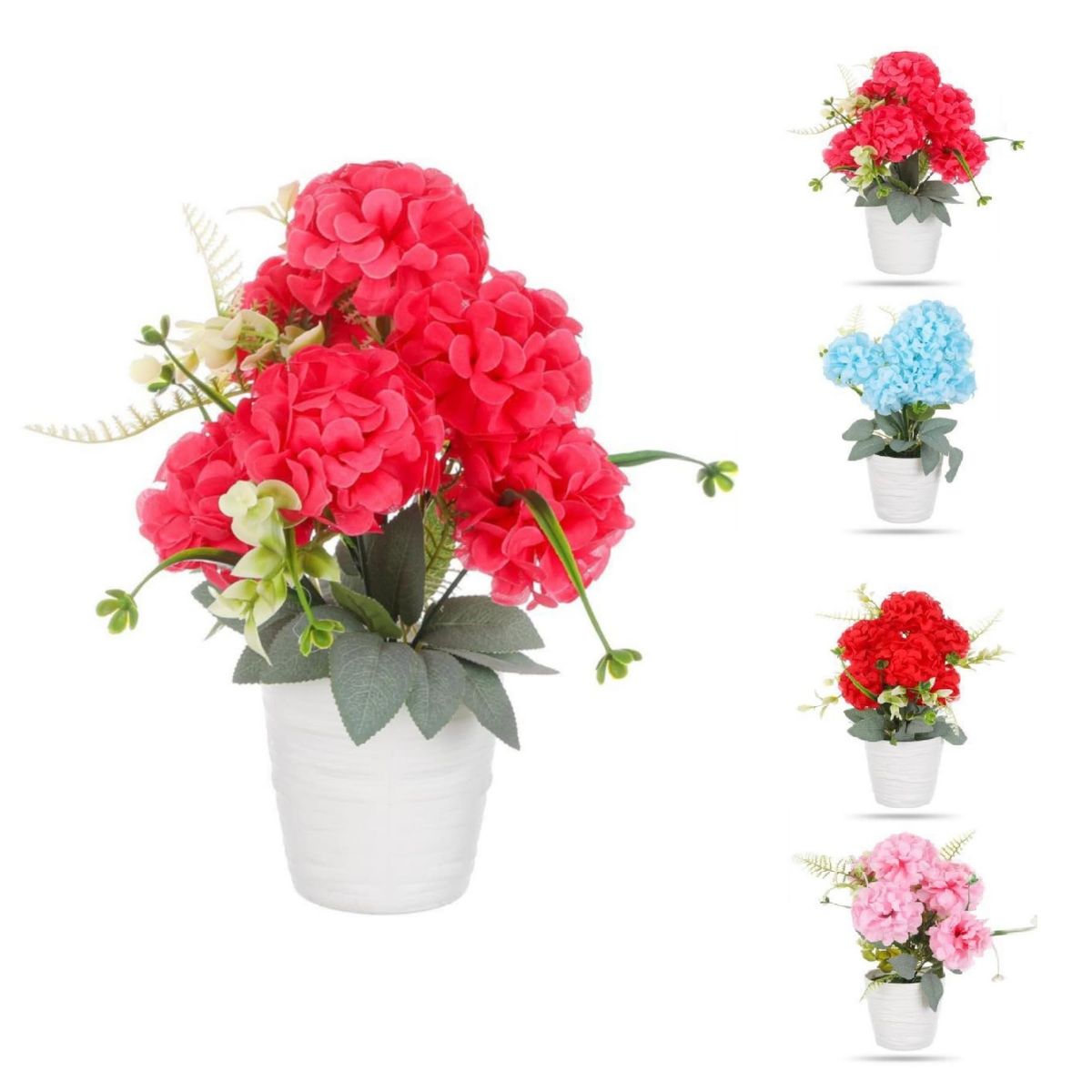 HOMEY - Pack 4 Macetas Decorativas Homey Con Flor Artificial,30*9.5cm