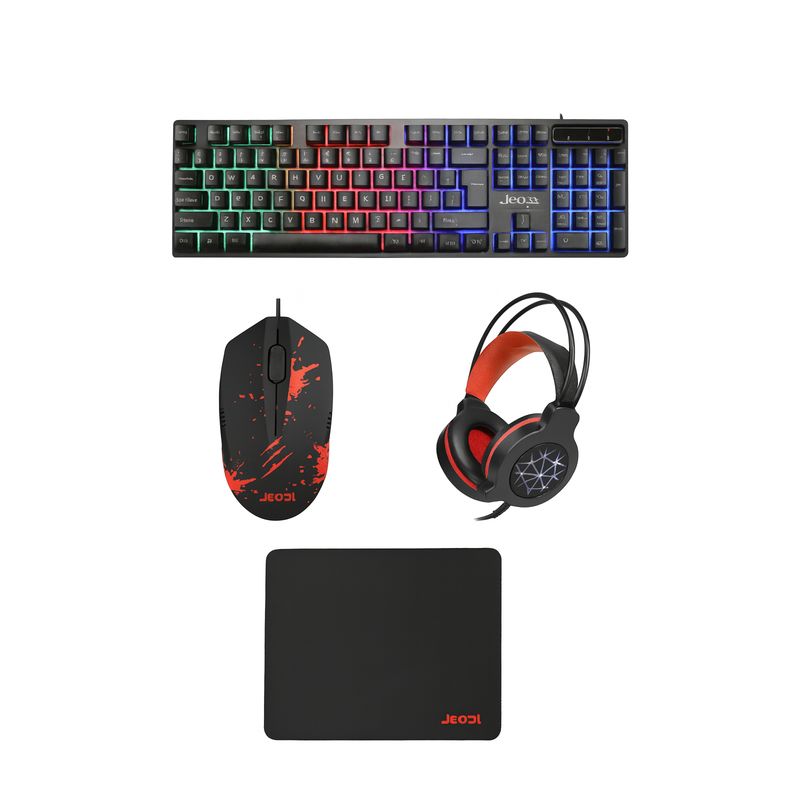 JOIGO - Kit Set Gamer Teclado Retroiluminado Audífono Mouse Mousepad