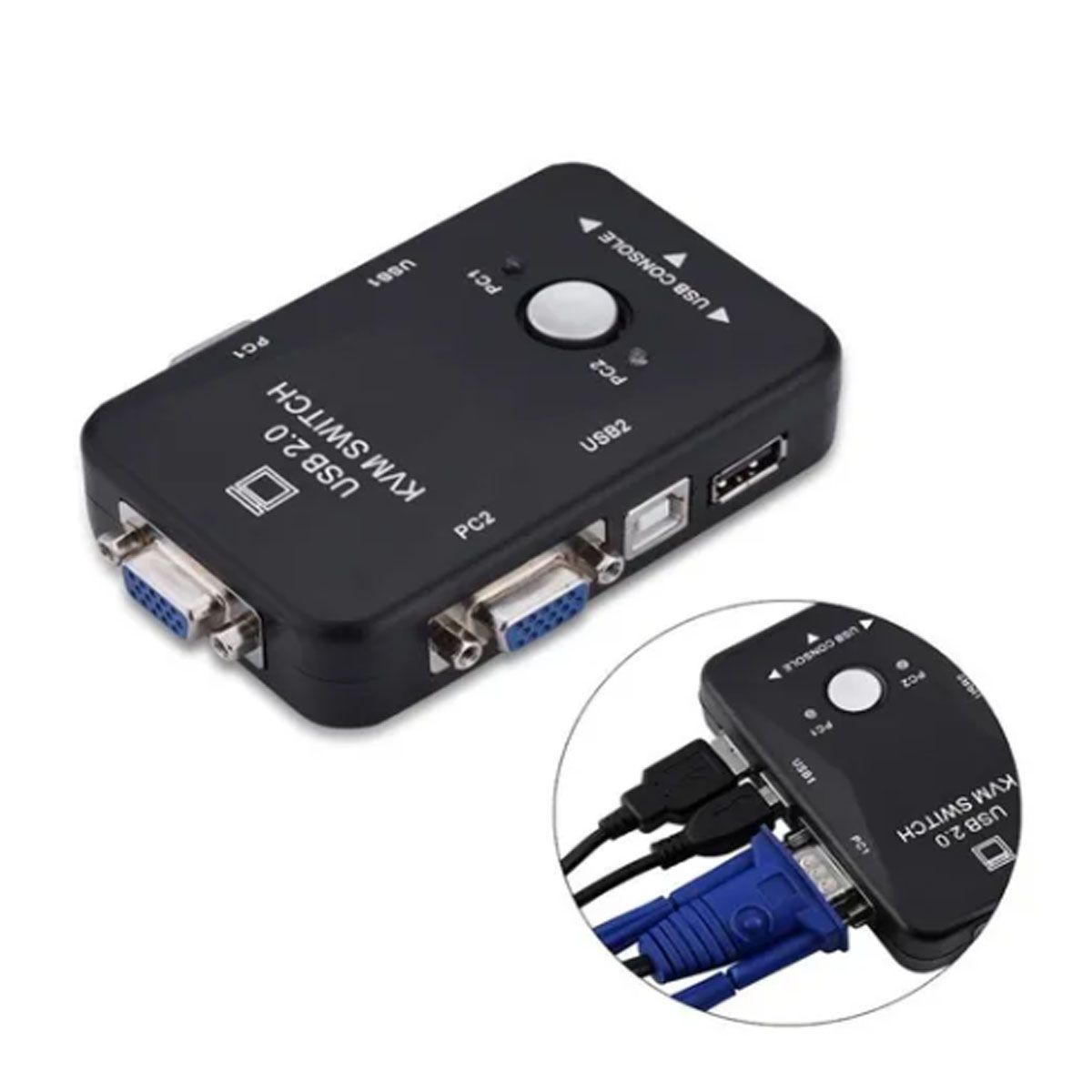 GENERICO - SWITCH KVM VGA, PARA 2 PC. PARA MOUSE, TECLADO, IMPRESORA