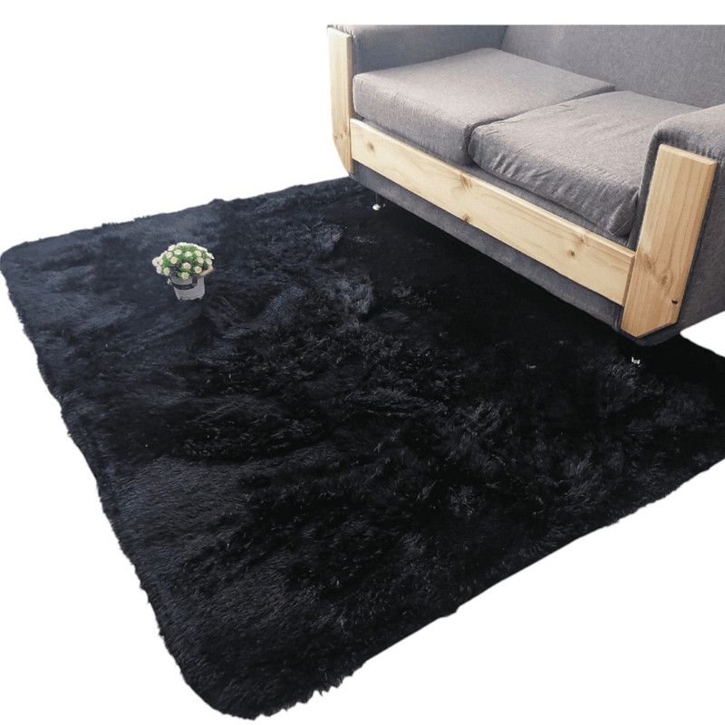 GENERICO - Alfombra Peluda Tipo Shaggy Para Living 200cmx240cm Negro