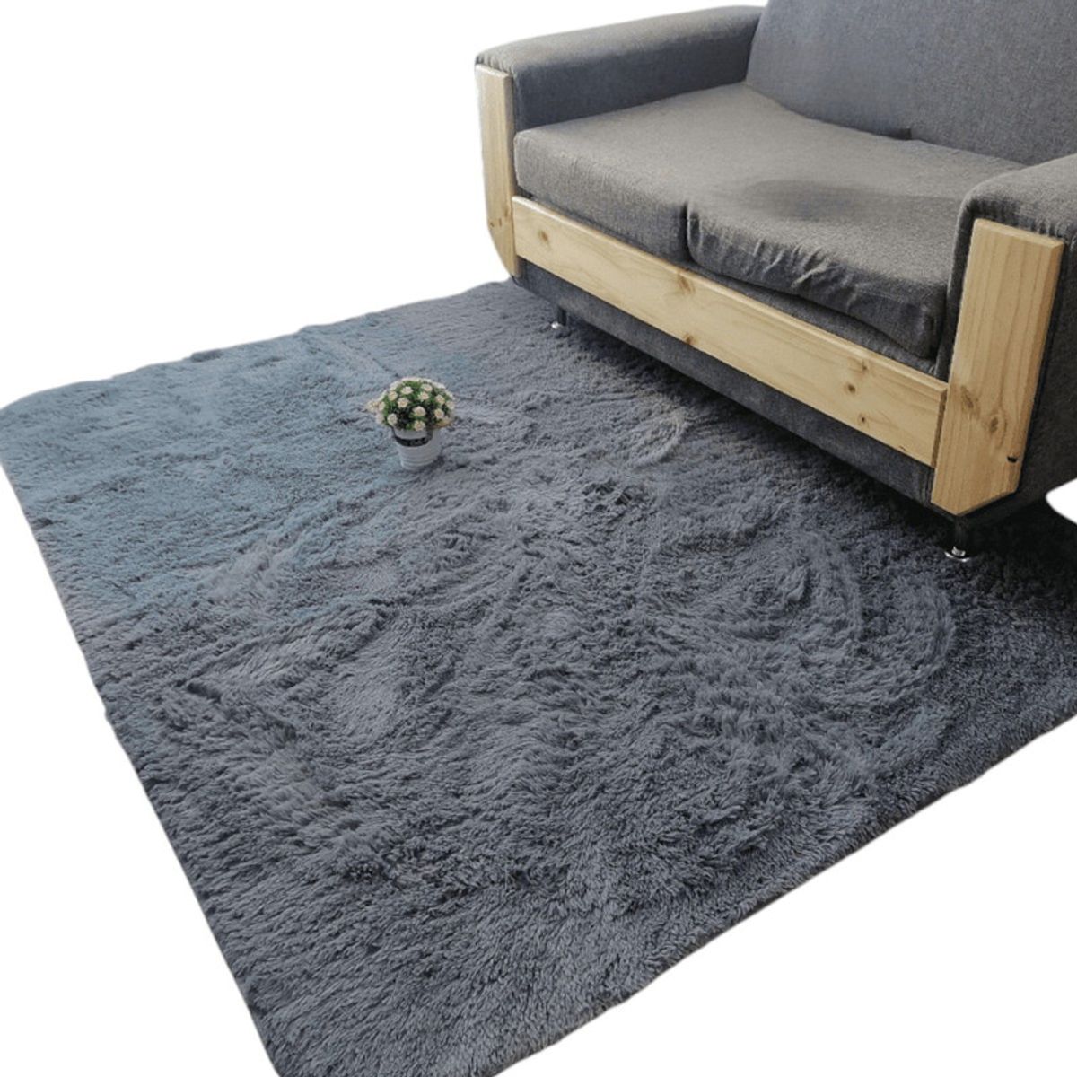 GENERICO - Alfombra Peluda Tipo Shaggy Para Living 200cmx240cm Gris