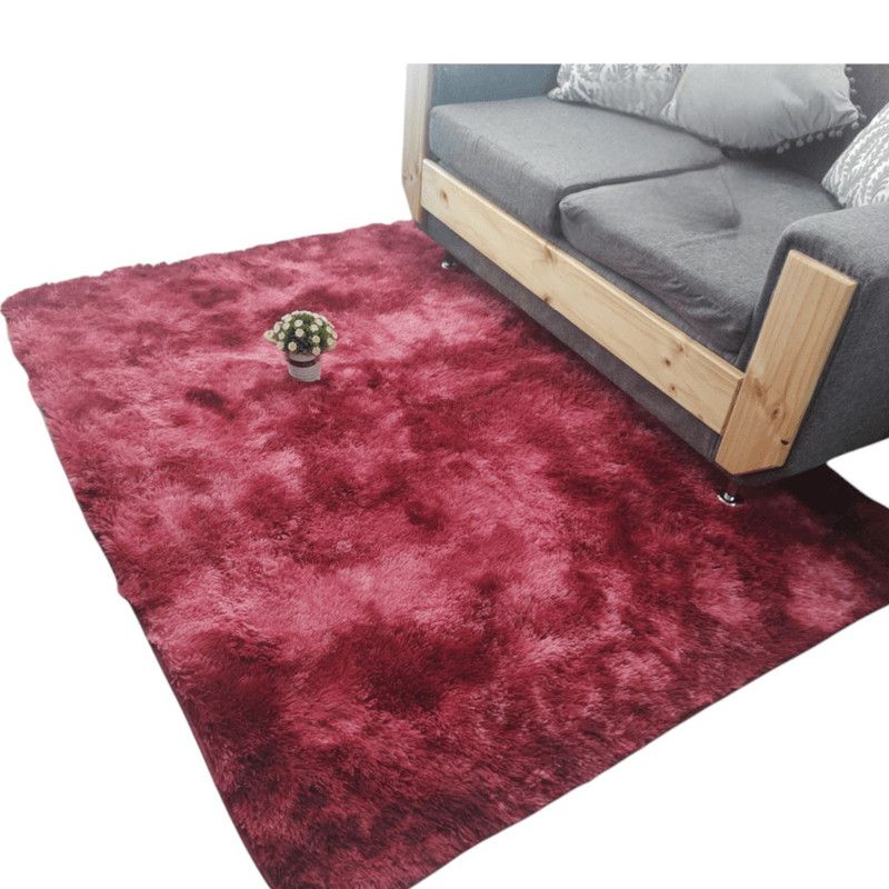 GENERICO - Alfombra Peluda Tipo Shaggy Para Living 200cmx240cm Burdeo Jaspeado