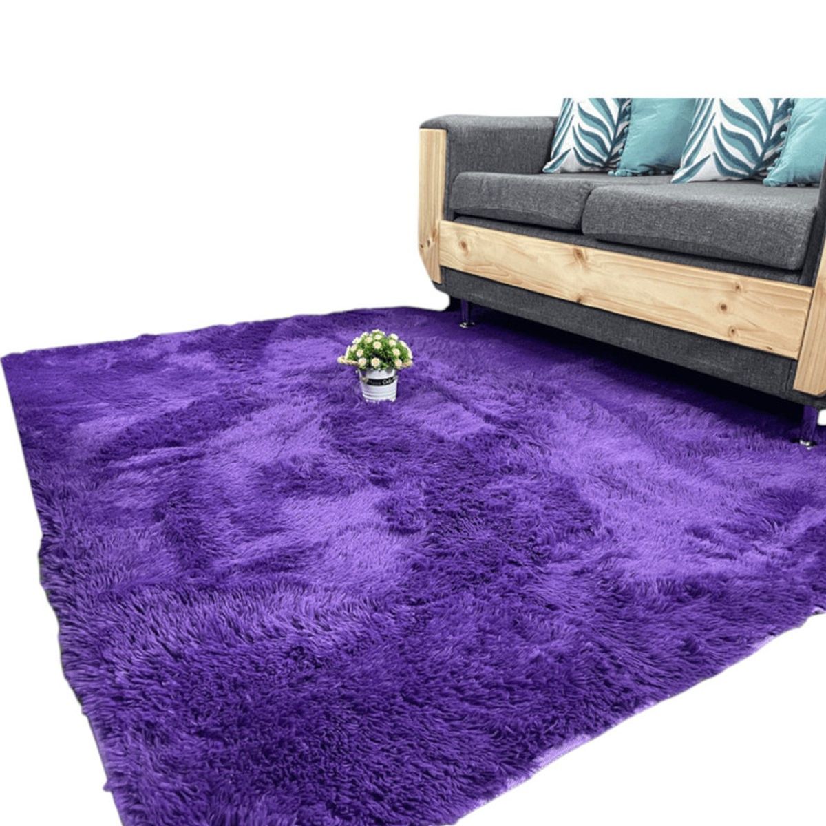 GENERICO - Alfombra Peluda Tipo Shaggy Para Living 200cmx240cm Morado