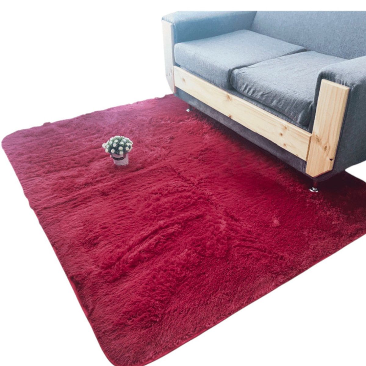 GENERICO - Alfombra Peluda Tipo Shaggy Para Living 200cmx240cm Burdeo