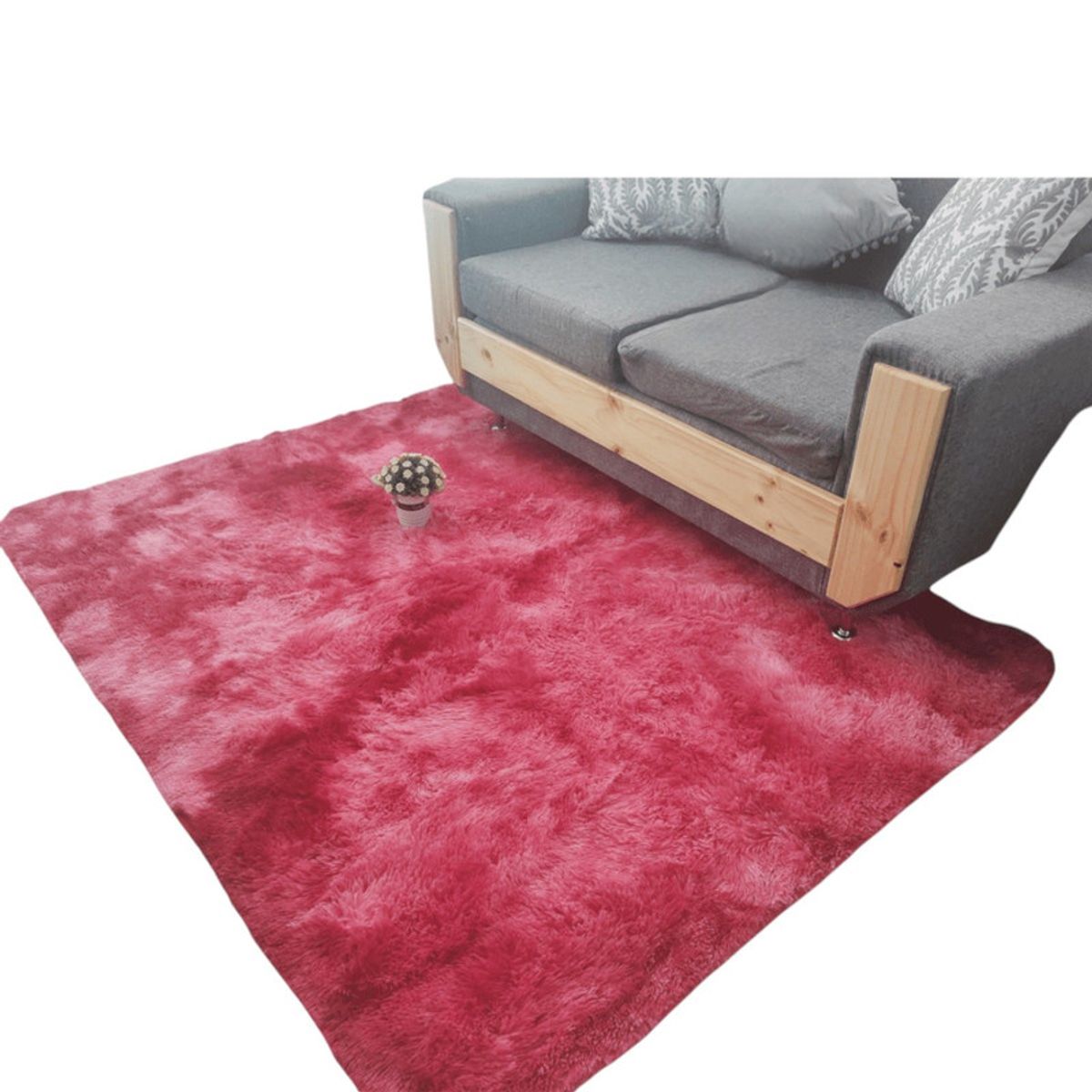 GENERICO - Alfombra Peluda Tipo Shaggy Para Living 200cmx240cm Rojo Jaspaedo