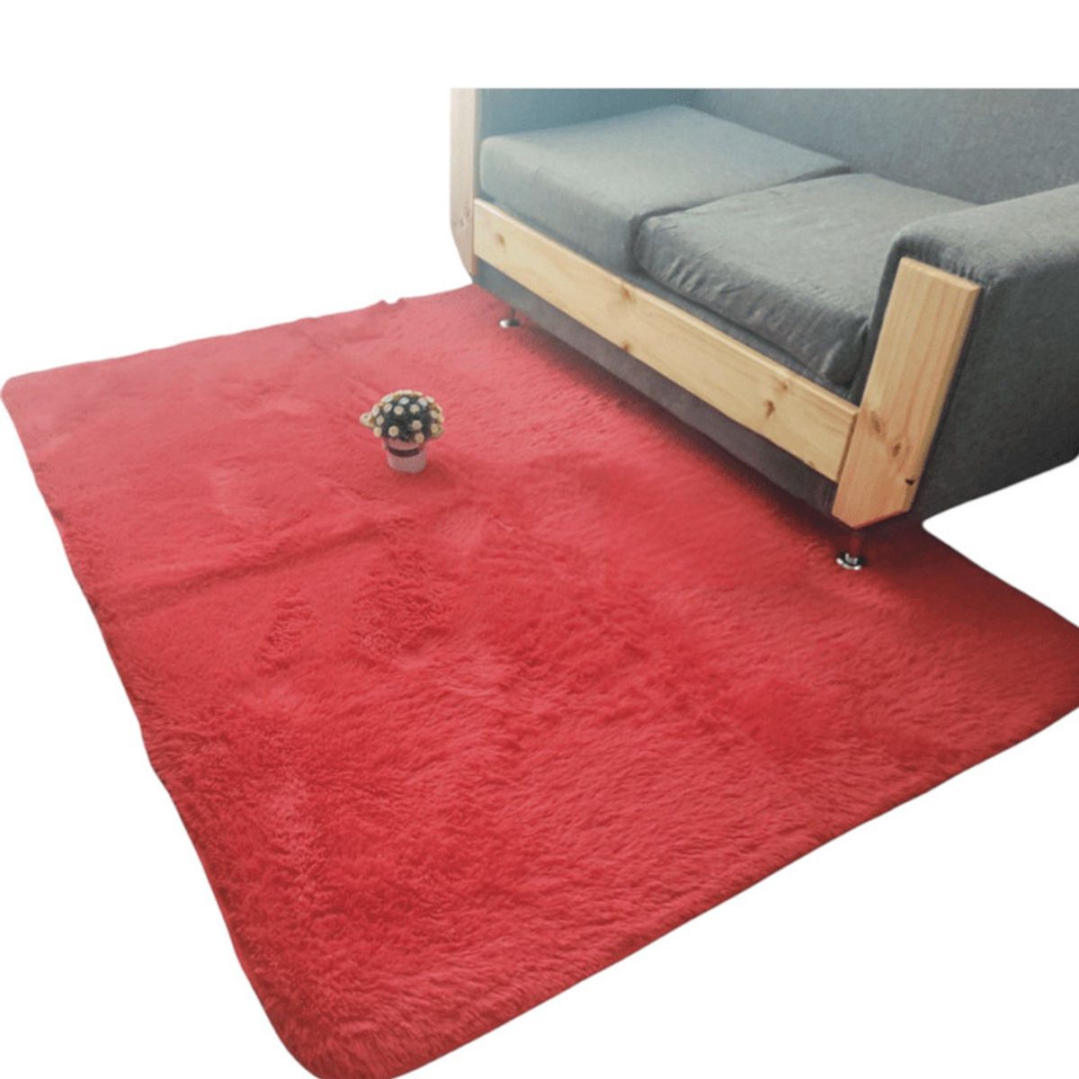 GENERICO - Alfombra Peluda Tipo Shaggy Para Living 200cmx240cm Rojo