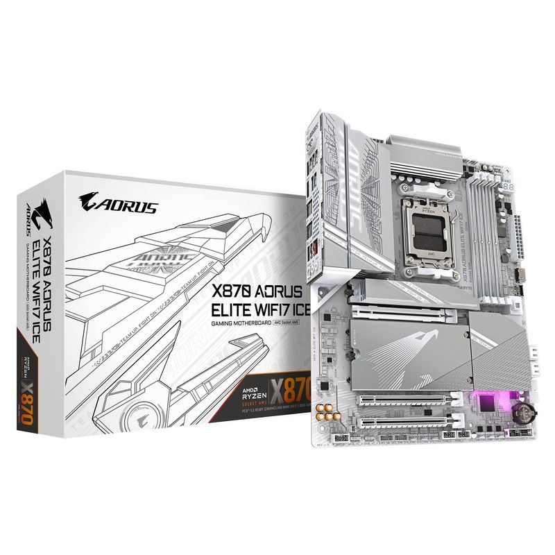GIGABYTE - Placa Madre Gigabyte X870 AORUS Elite Wi-Fi 7 ICE, AM5, 4xDDR5, ATX