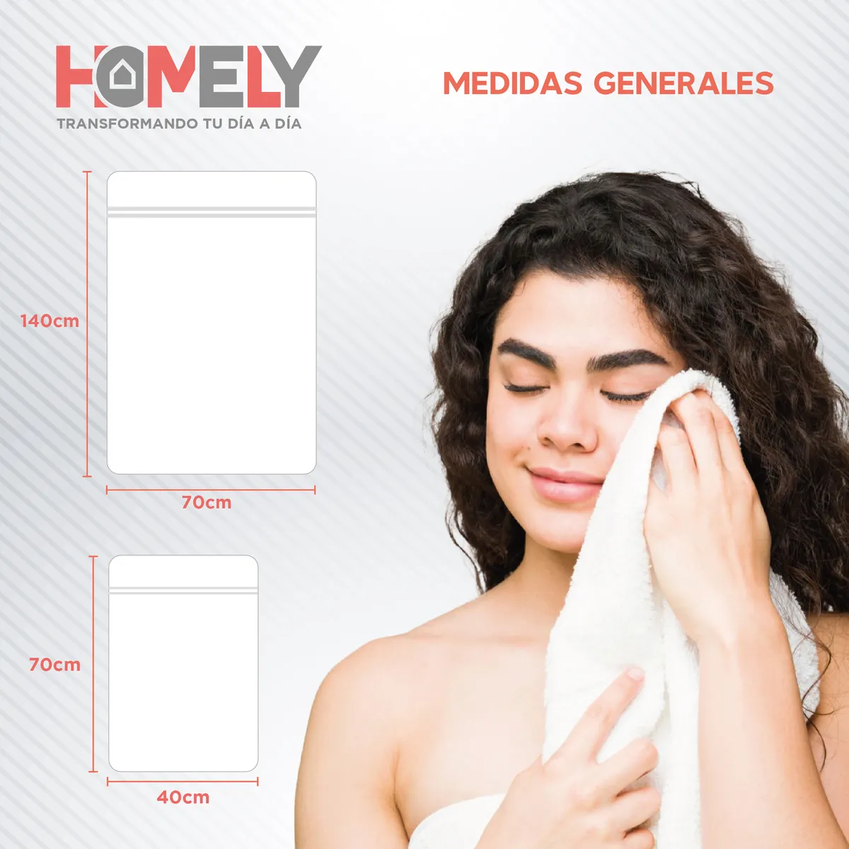HOMELY - Toallas de Baño Algodon Absorbente Homely 350 Gsm Cuerpo Manos Set X2