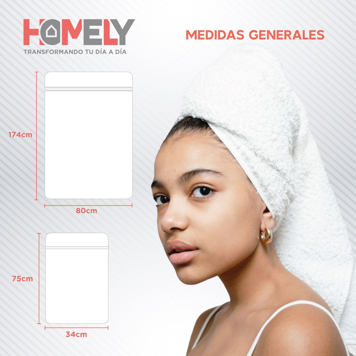 HOMELY - Toallas de Baño Algodon Absorbente Homely 500 Gsm Cuerpo Manos Set X2