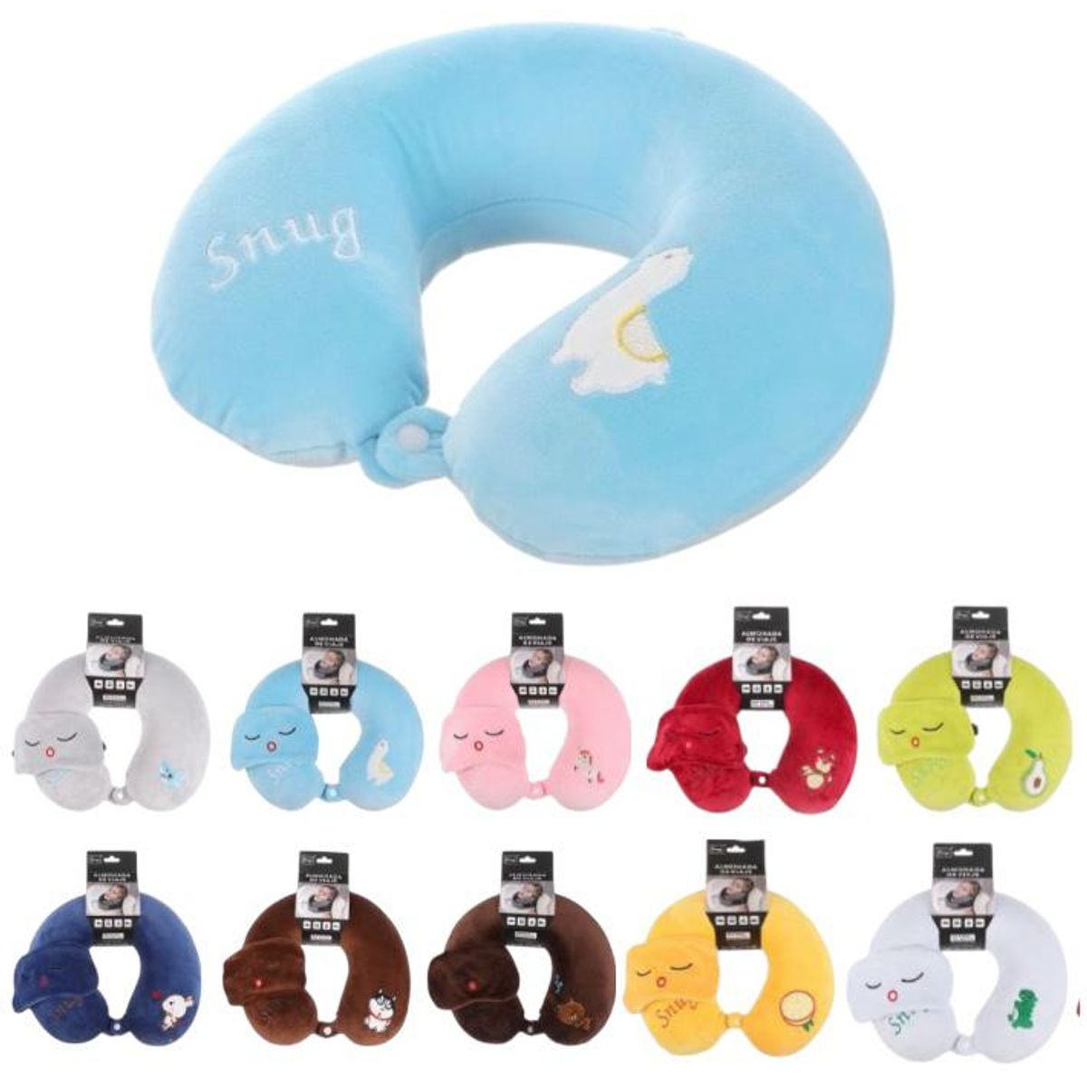 HOMEY - Almohada Cervical de Viaje con Antifaz pack de 2