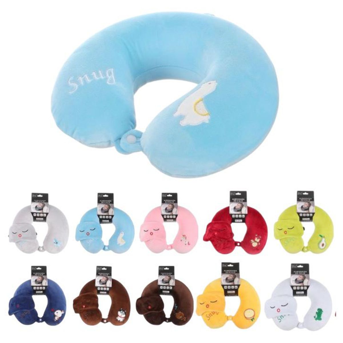 HOMEY - Almohada Cervical de Viaje con Antifaz pack de 2