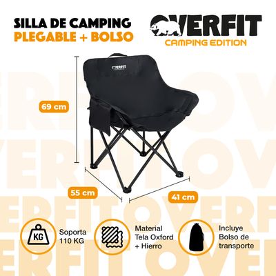 Imagen 2 del producto Silla Plegable Camping Playa + Bolso Transporte Playera Pesca