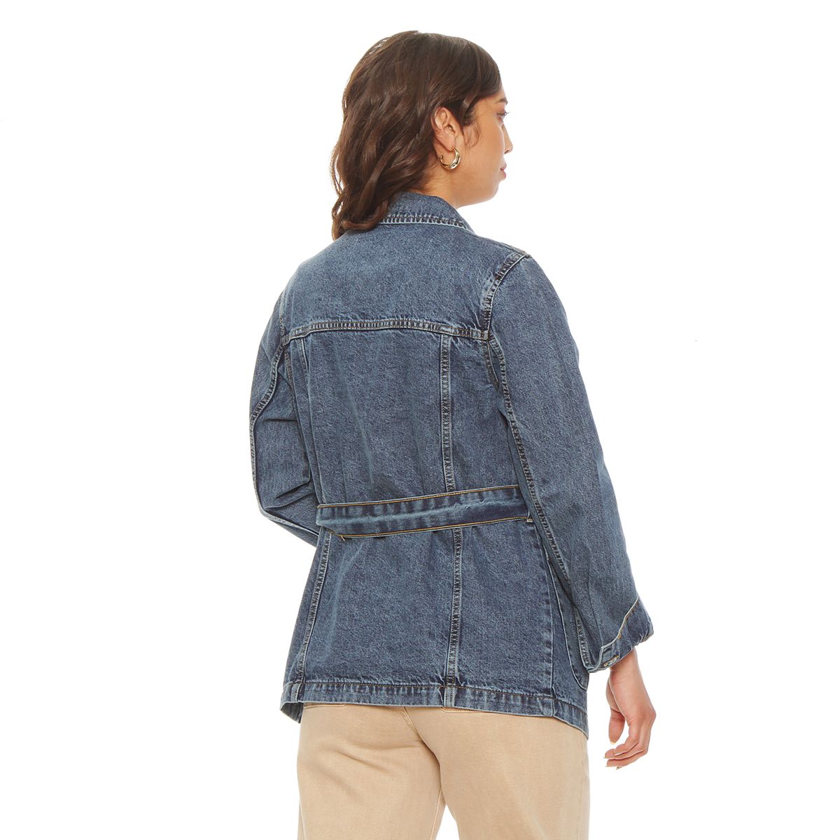WADOS - CHAQUETA MANGA LARGA DENIM ABOTONADA EN DELANTERO CON LAZO EN CINTURA
