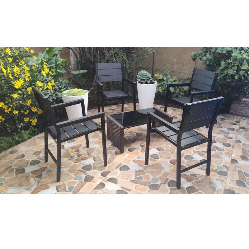 GENERICO - Sillas para Exteriores Pack x2 Terraza restaurantes  Negro