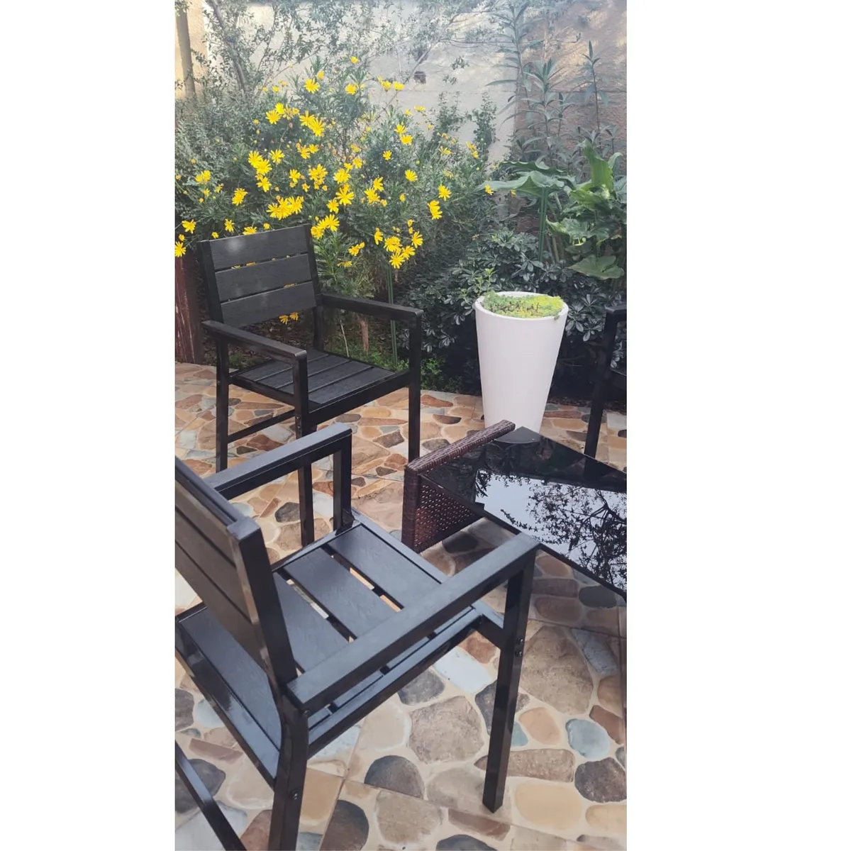 GENERICO - Silla para Exteriores Pack x2 Terrazas resiste agua y sol Negro