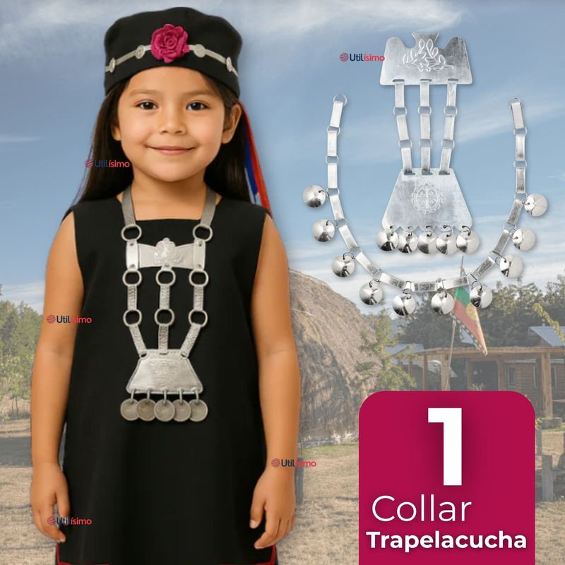 UTILISIMO - Collar Trapelacucha Mapuche Machi Aluminio Fiestas Patrias