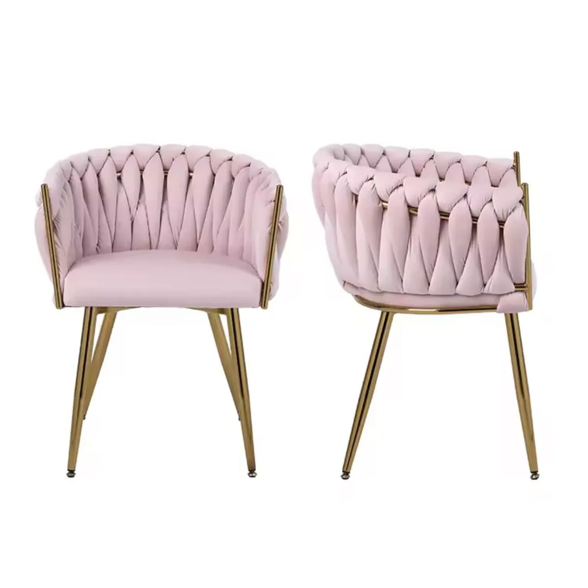 HABITA2 CHILE - Pack 2 sitial poltrona Queen terciopelo rosado patas doradas