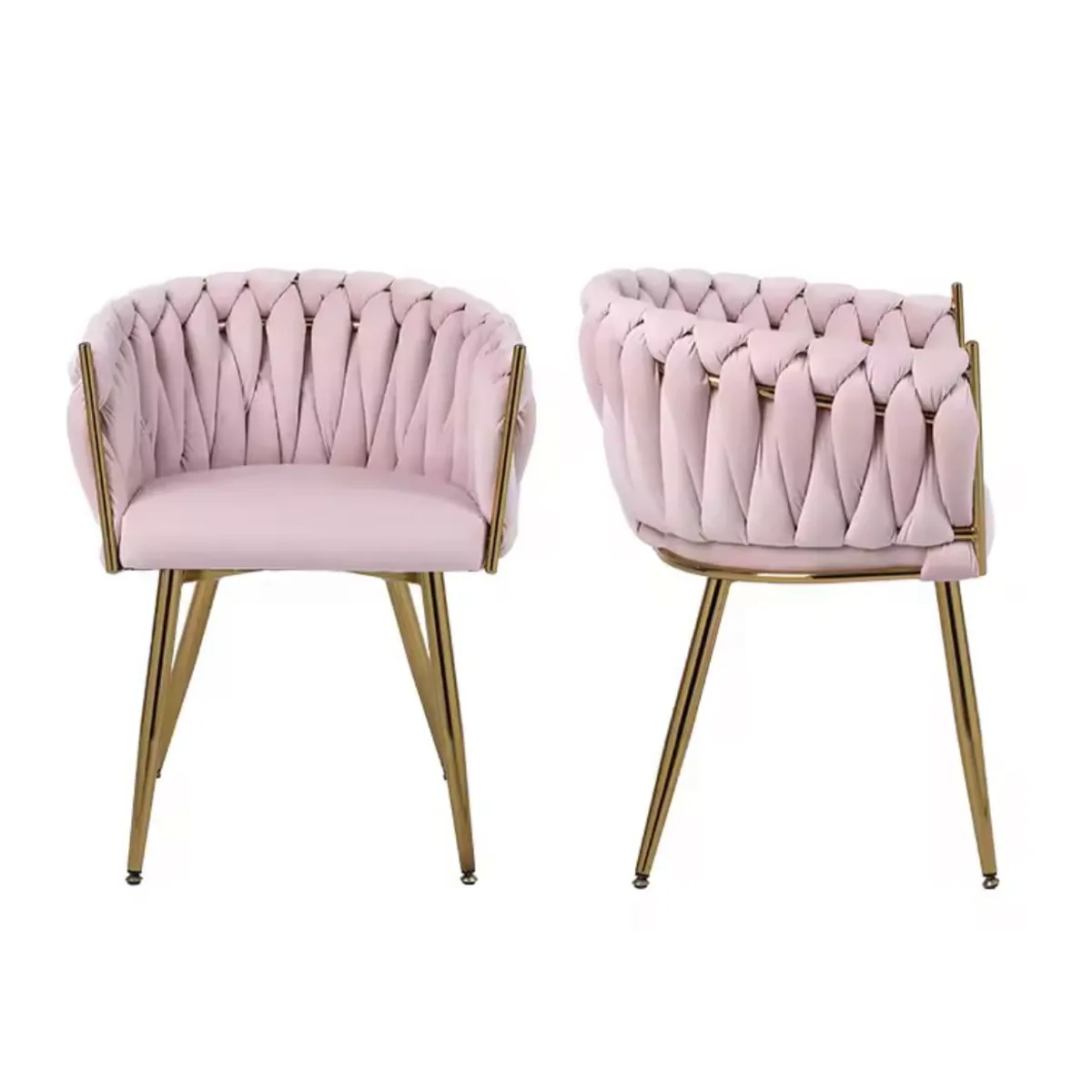 HABITA2 CHILE - Pack 2 sitial poltrona Queen terciopelo rosado patas doradas