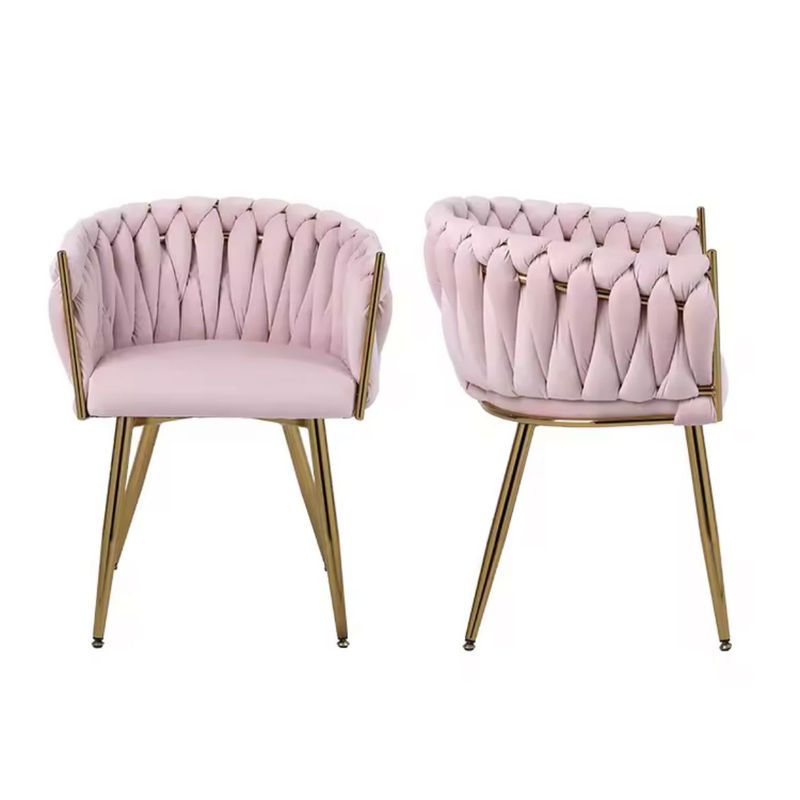 HABITA2 CHILE - Pack 2 sitial poltrona Queen terciopelo rosado patas doradas