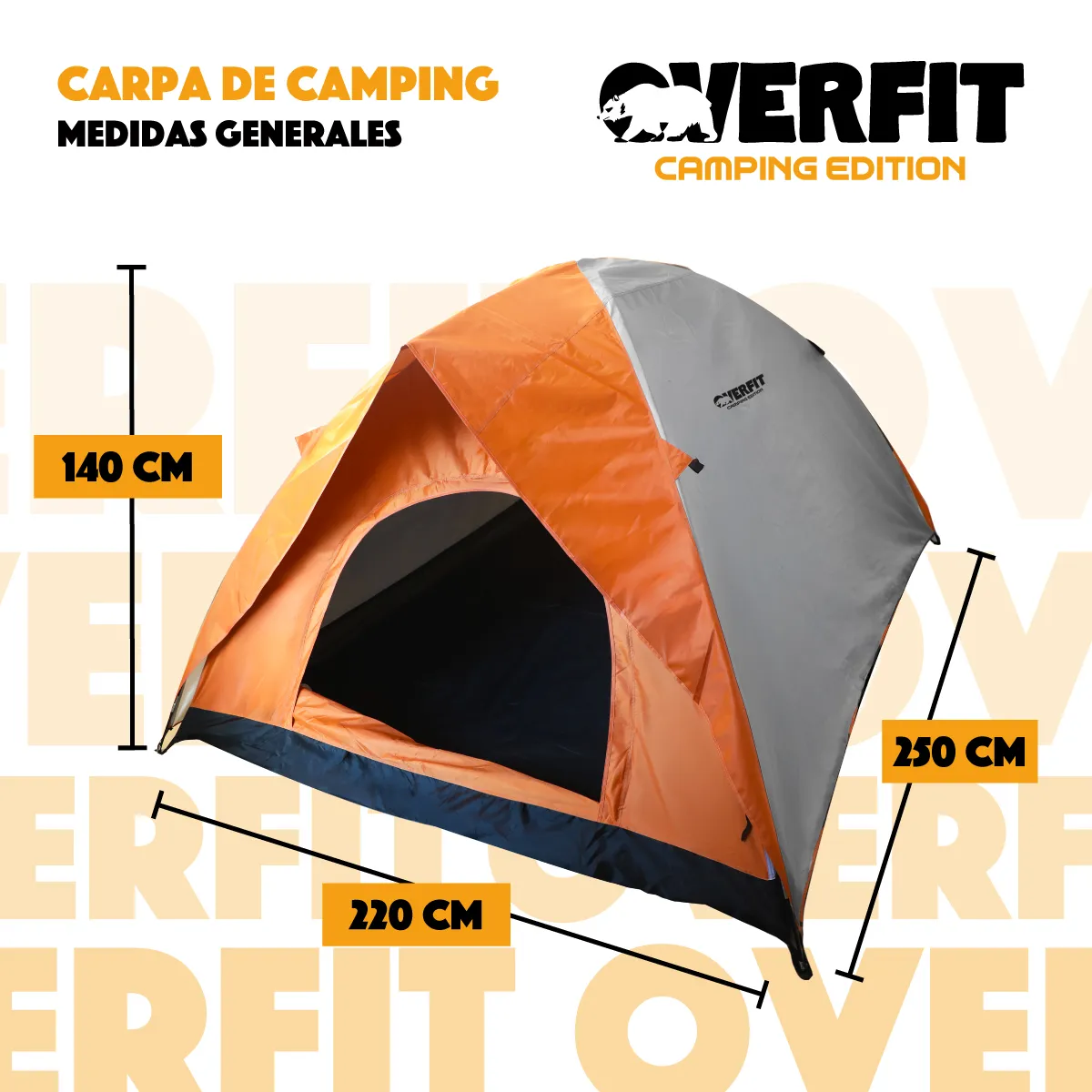 OVERFIT - Carpa De Camping 4 Personas Iglu Overfit Impermeable 500mm de Acampar