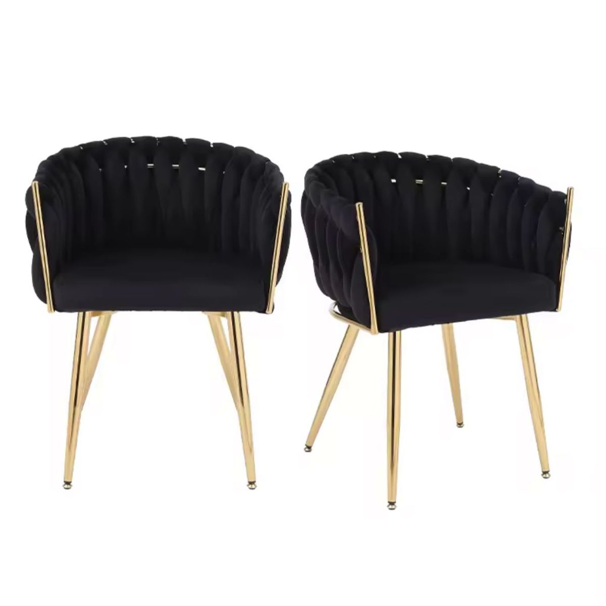 HABITA2 CHILE - Pack 2 sitial poltrona Queen terciopelo negro patas doradas