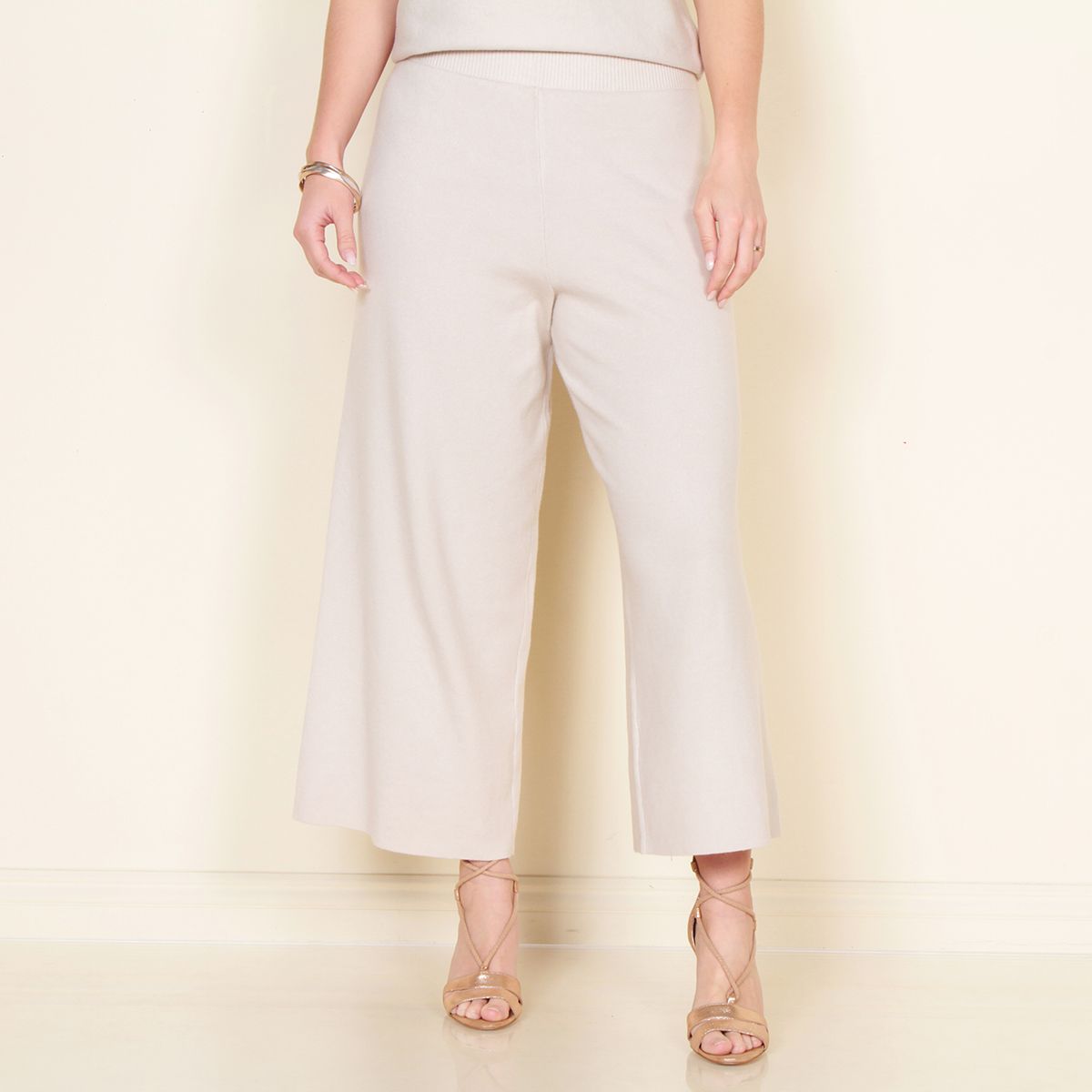 WADOS - PANTALON TEJIDO WIDE LEG TIRO ALTO PRETINA ELASTICADA