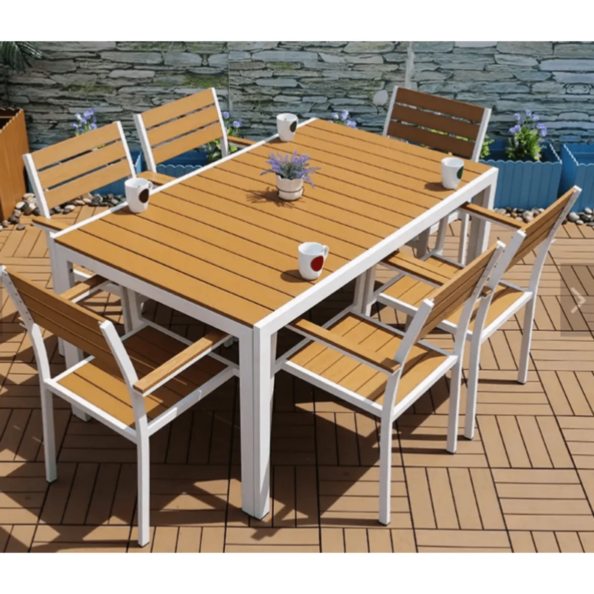 GENERICO - Mesa de comedor 6 personas Terraza Exterior resiste agua y sol Marrón