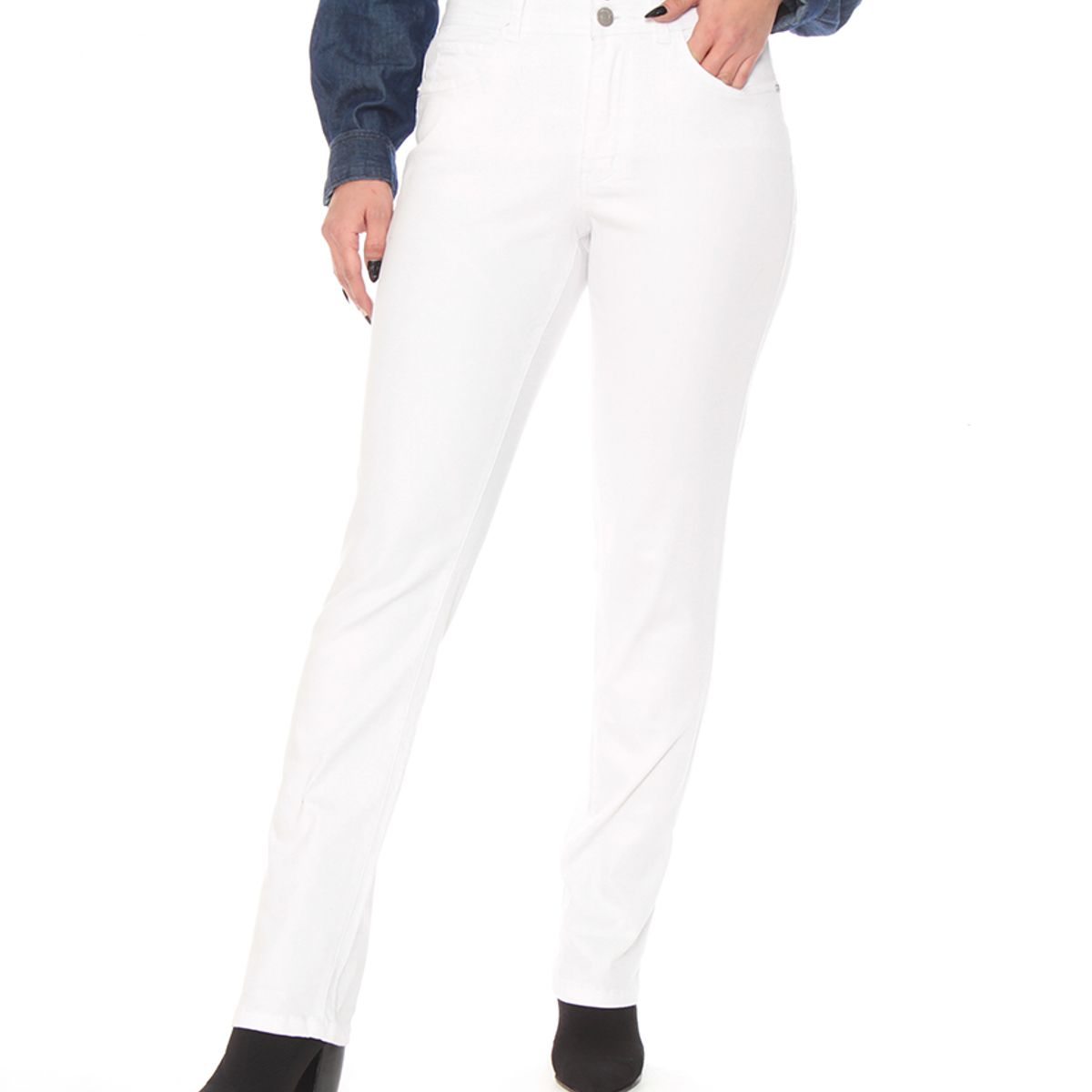 WADOS - PANTALON RECTO TIRO ALTO PRETINA MEDIA 2 BOTONES PUSH UP