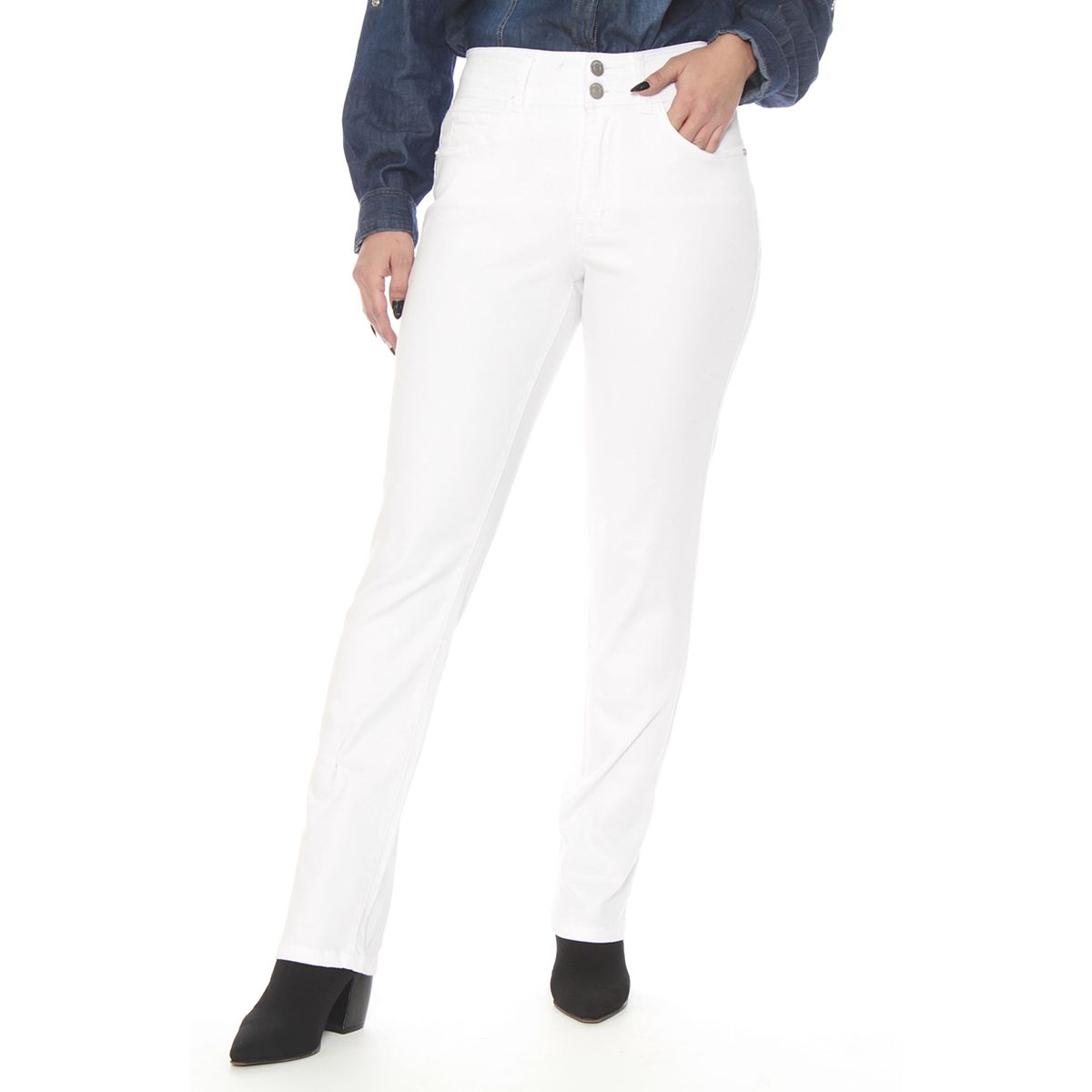 WADOS - PANTALON RECTO TIRO ALTO PRETINA MEDIA 2 BOTONES PUSH UP
