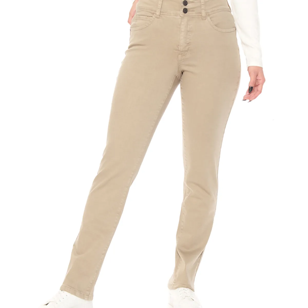 WADOS - PANTALON RECTO TIRO ALTO PRETINA MEDIA 2 BOTONES PUSH UP