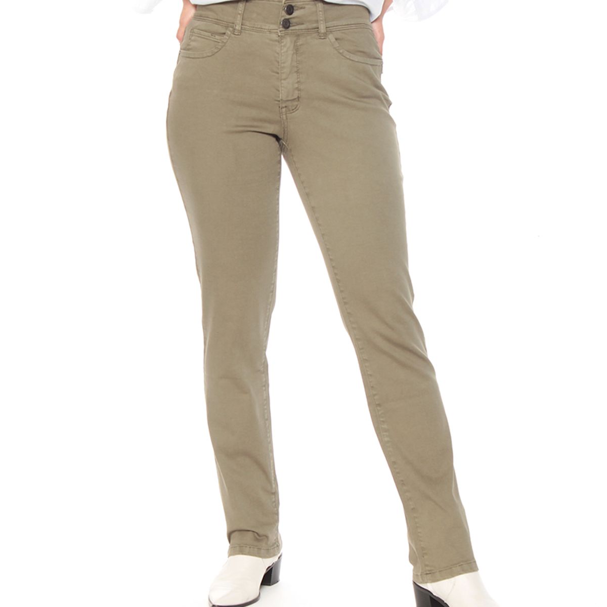 WADOS - PANTALON RECTO TIRO ALTO PRETINA MEDIA 2 BOTONES PUSH UP