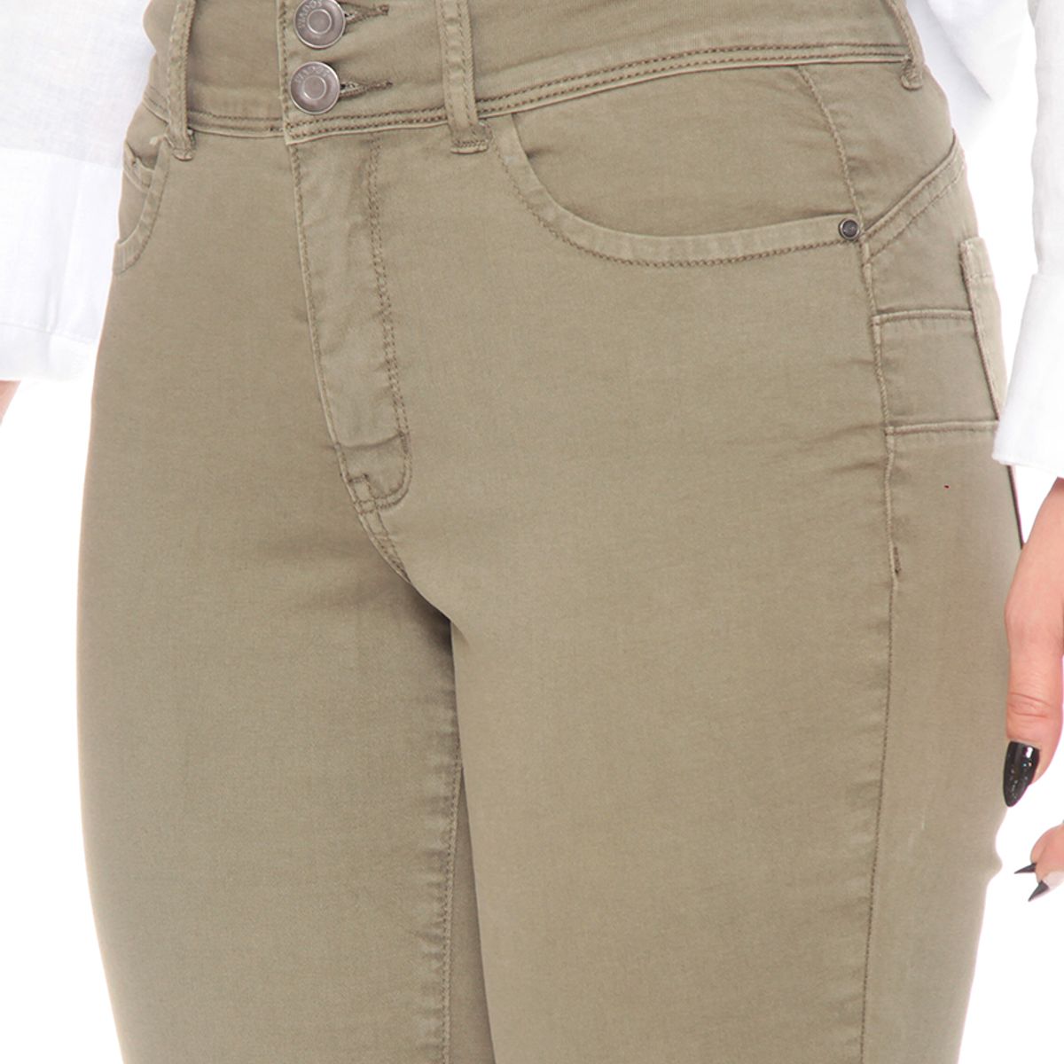 WADOS - PANTALON RECTO TIRO ALTO PRETINA MEDIA 2 BOTONES PUSH UP