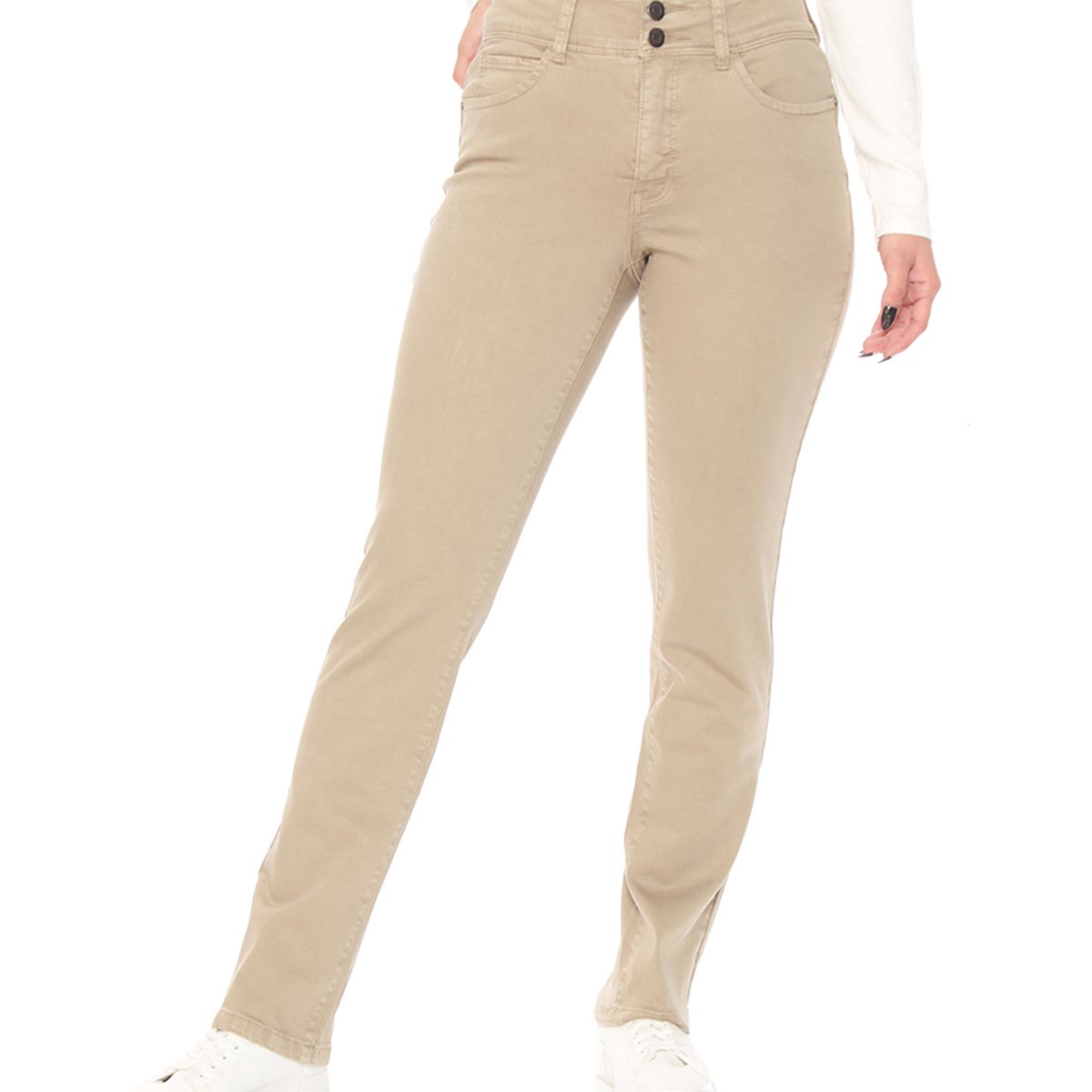 WADOS - PANTALON RECTO TIRO ALTO PRETINA MEDIA 2 BOTONES PUSH UP