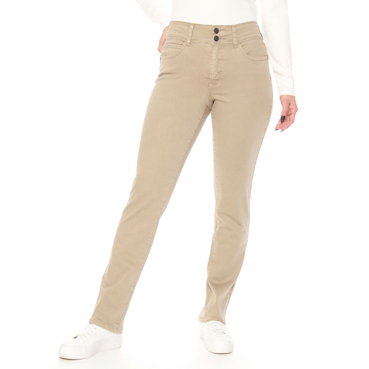 WADOS - PANTALON RECTO TIRO ALTO PRETINA MEDIA 2 BOTONES PUSH UP