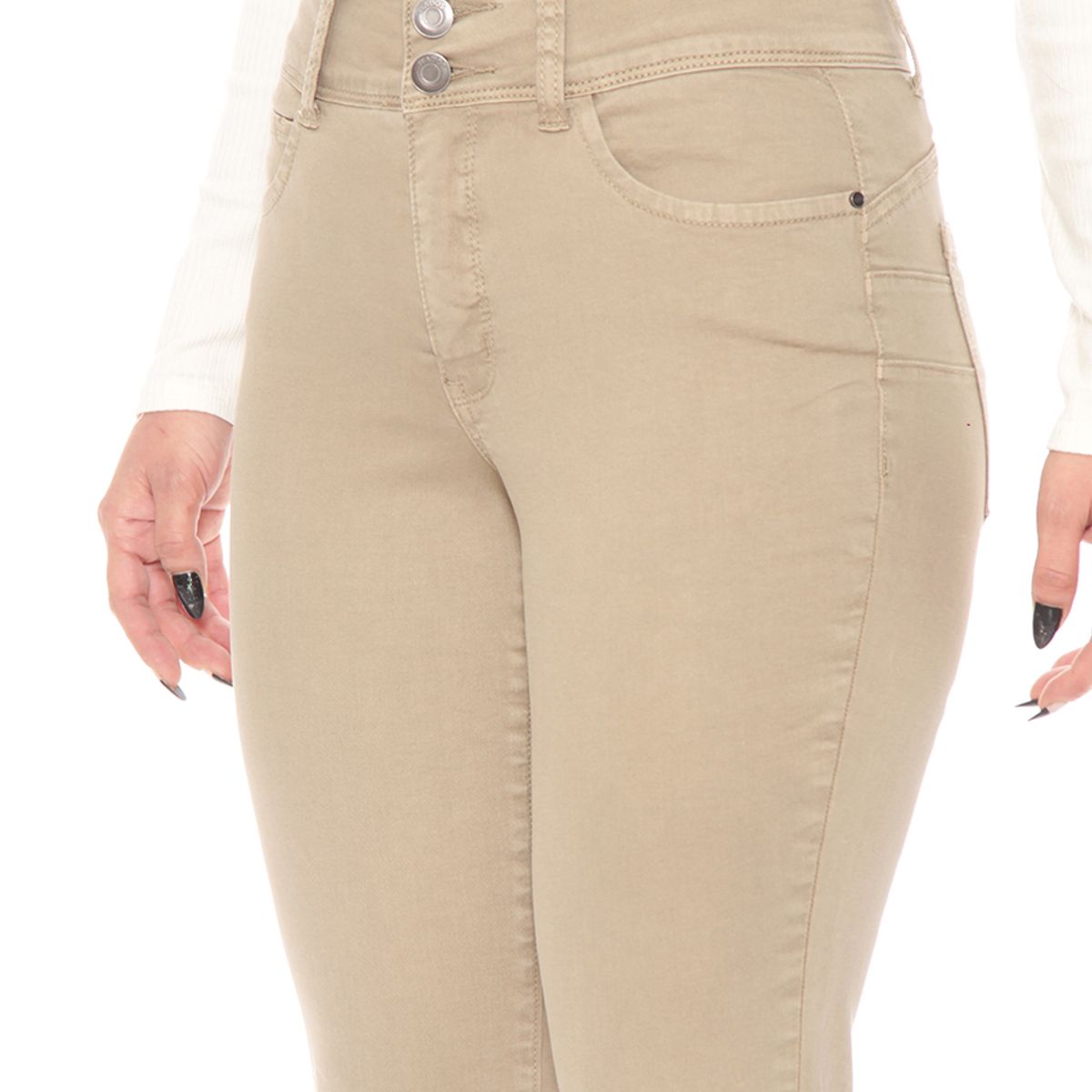 WADOS - PANTALON RECTO TIRO ALTO PRETINA MEDIA 2 BOTONES PUSH UP