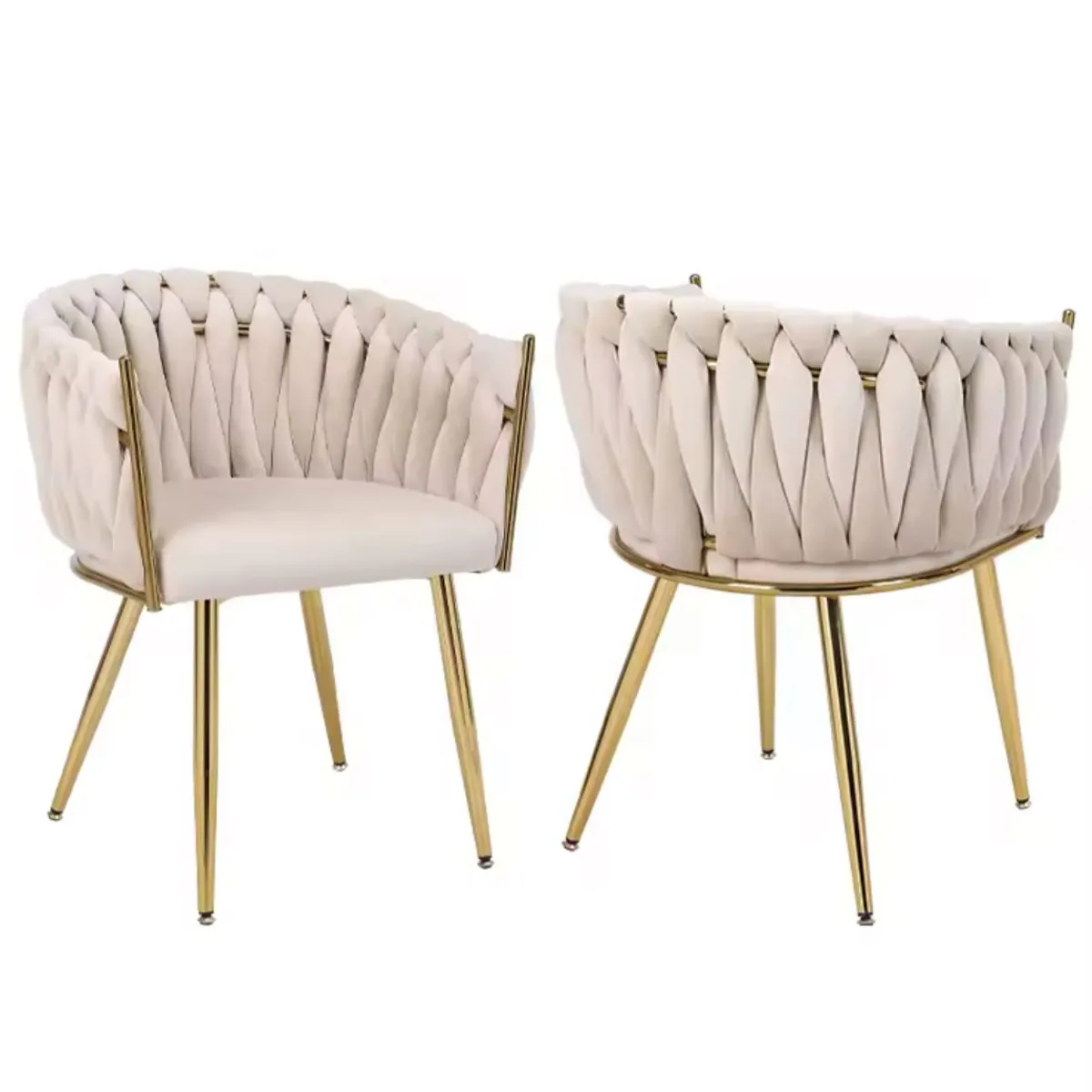 HABITA2 CHILE - Pack 2 sitial poltrona Queen terciopelo Crudo patas doradas