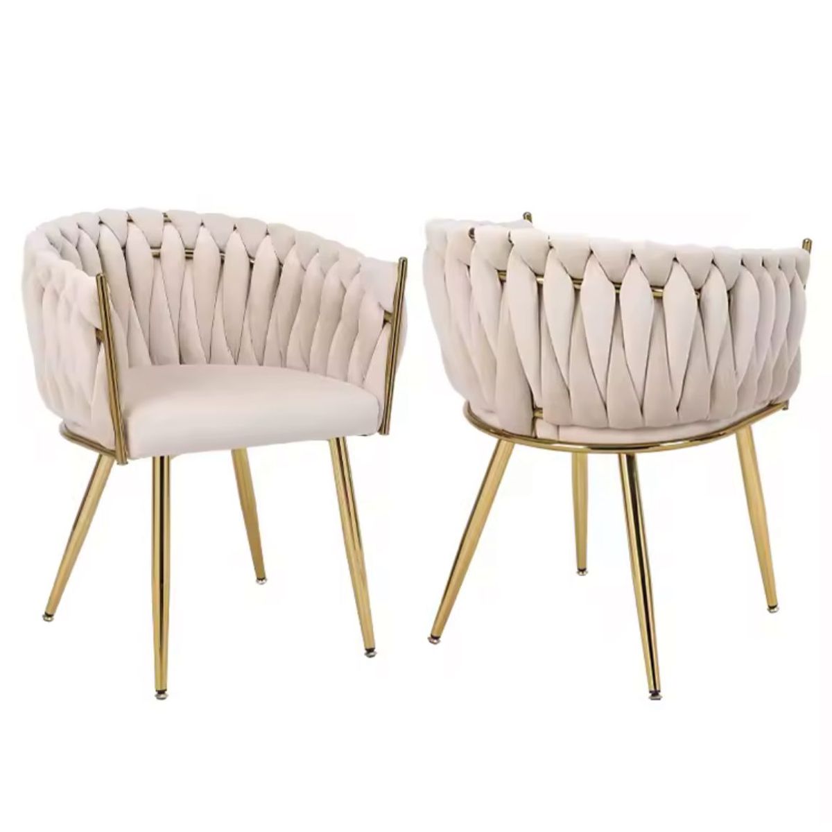 HABITA2 CHILE - Pack 2 sitial poltrona Queen terciopelo Crudo patas doradas