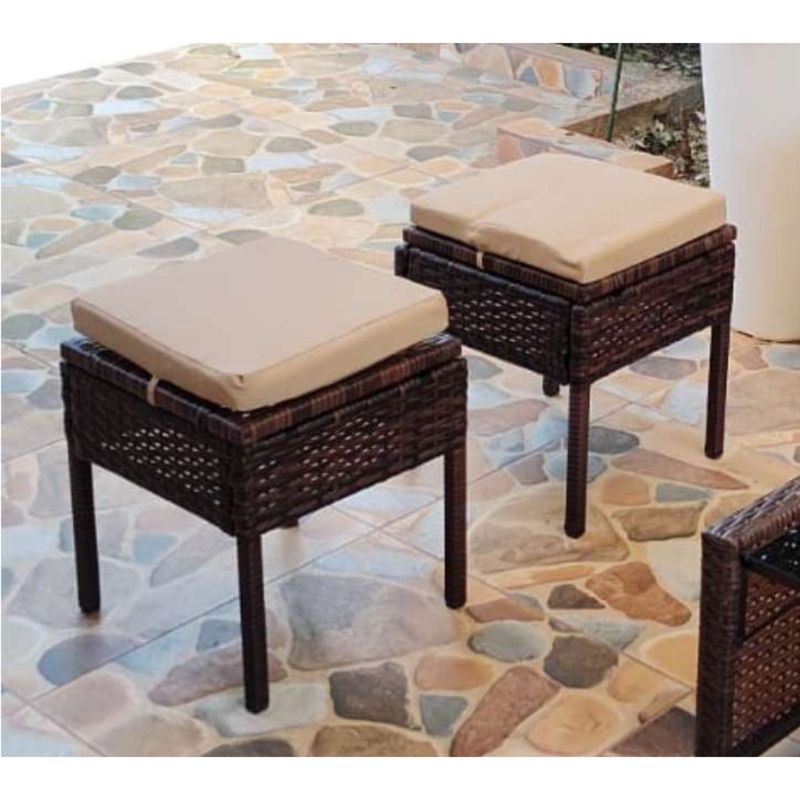 GENERICO - Taburete para terraza cojín impermeable Beige PACK X2