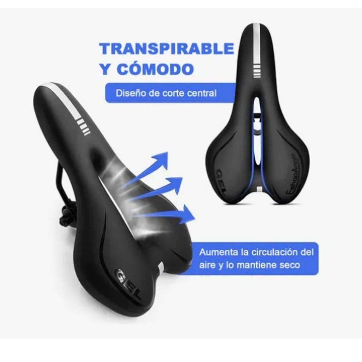 Sillín Asiento Gel Antiprostático Máxima Comodidad Bicicleta, marca ESHOPANGIE - Foto 2