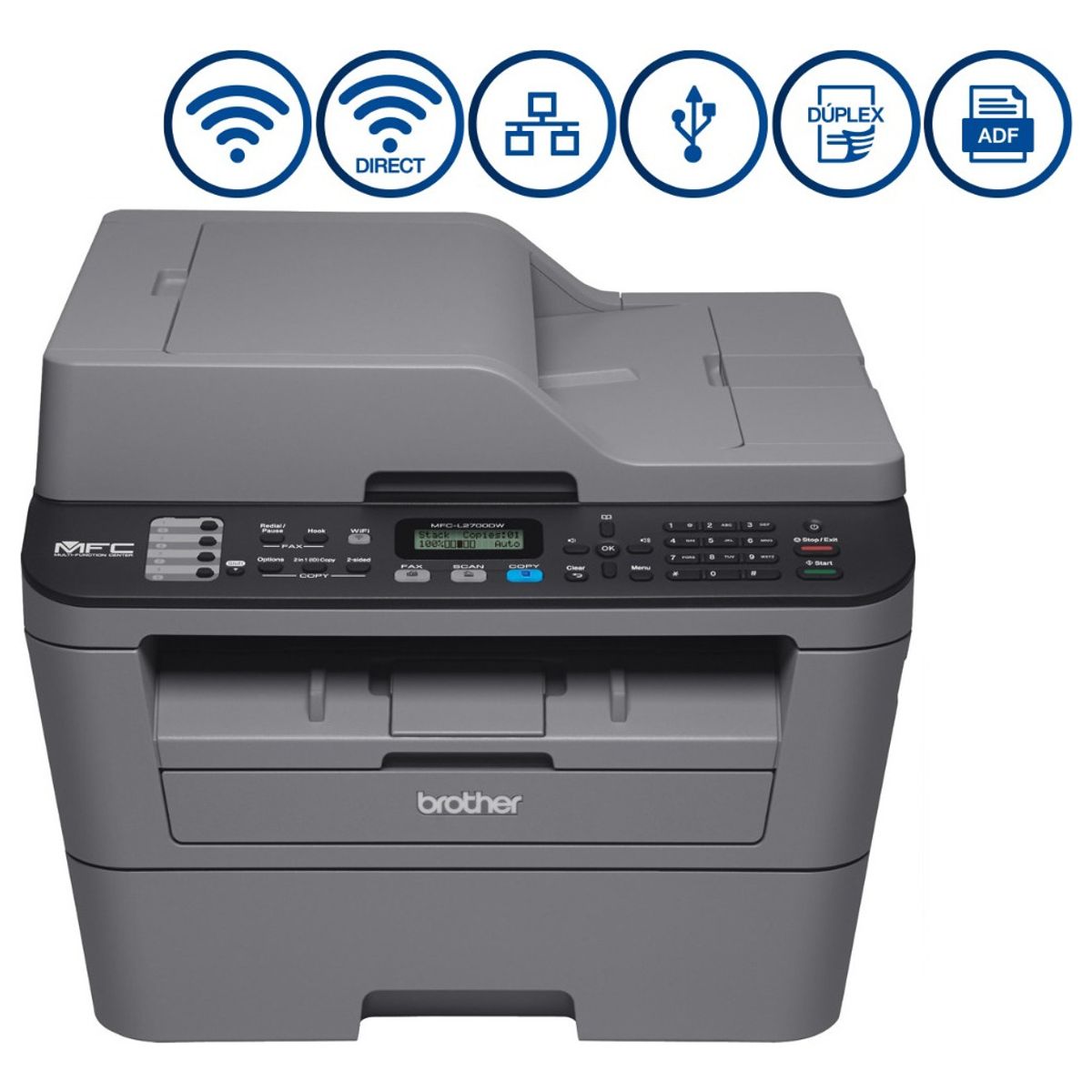 BROTHER - Brother Impresora Multifunción Duplex Wifi  MFC-L2700DW