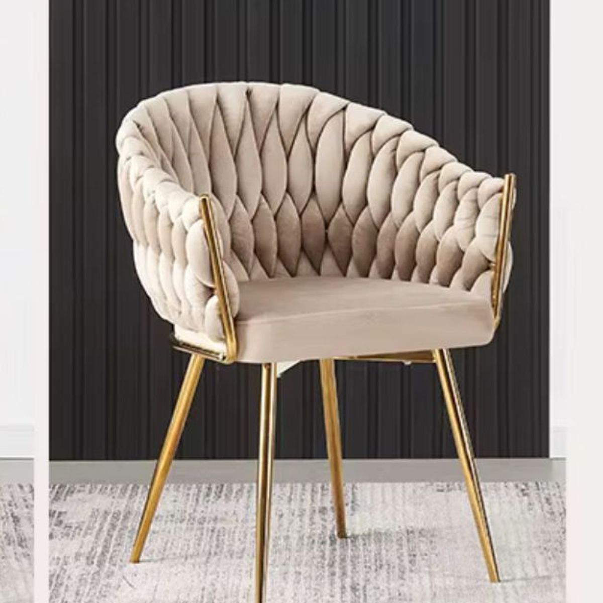 HABITA2 CHILE - Sitial poltrona Queen terciopelo Beige patas doradas