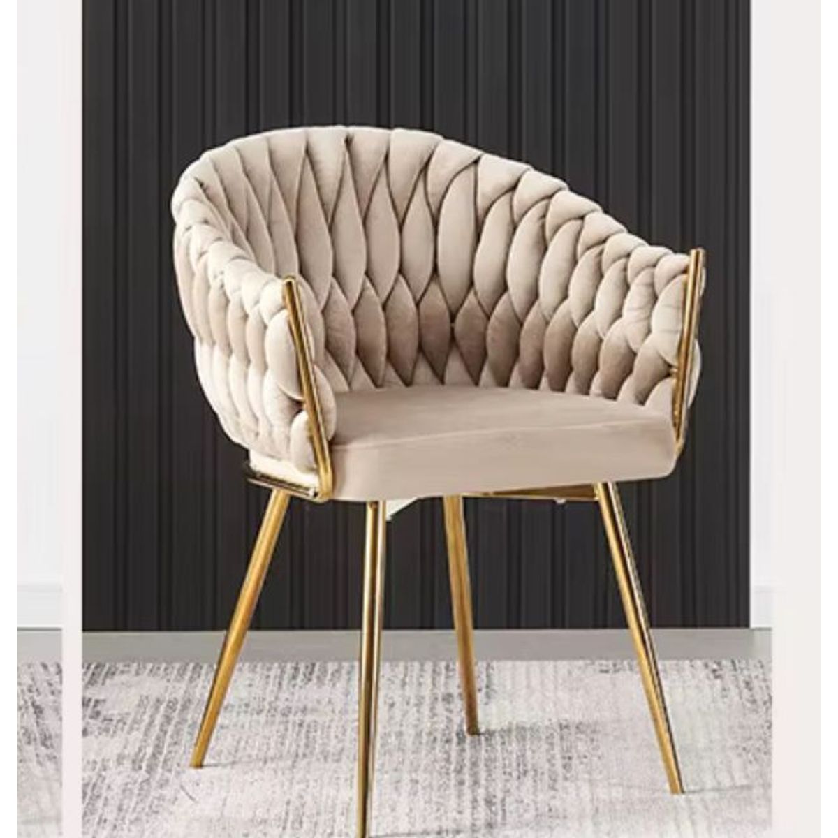 HABITA2 CHILE - Sitial poltrona Queen terciopelo Beige patas doradas