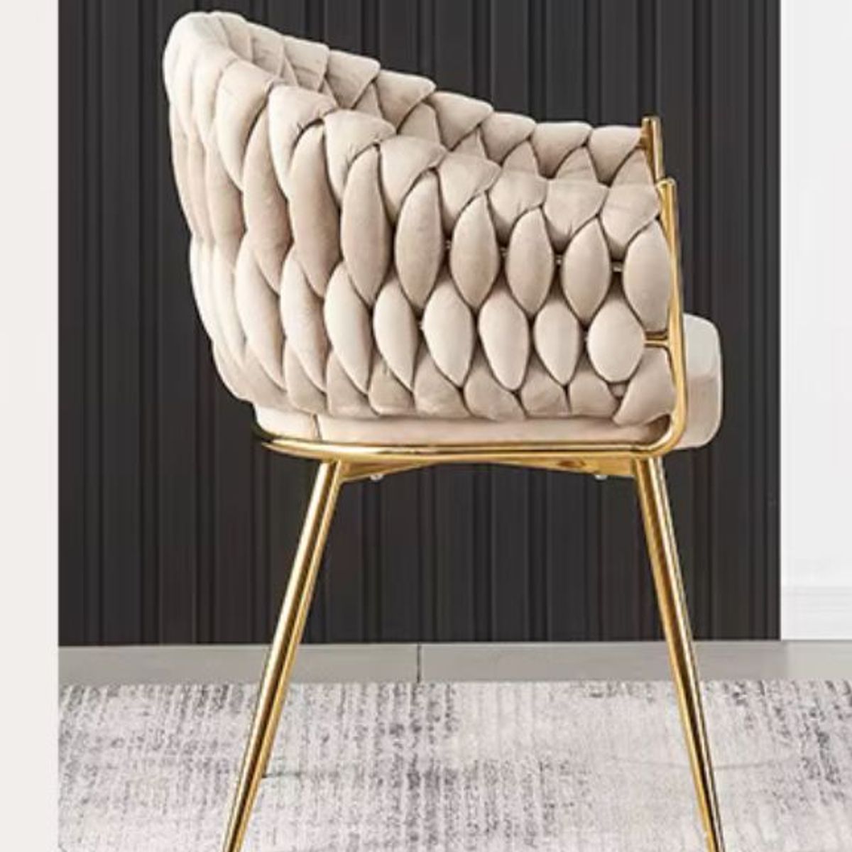 HABITA2 CHILE - Sitial poltrona Queen terciopelo Beige patas doradas