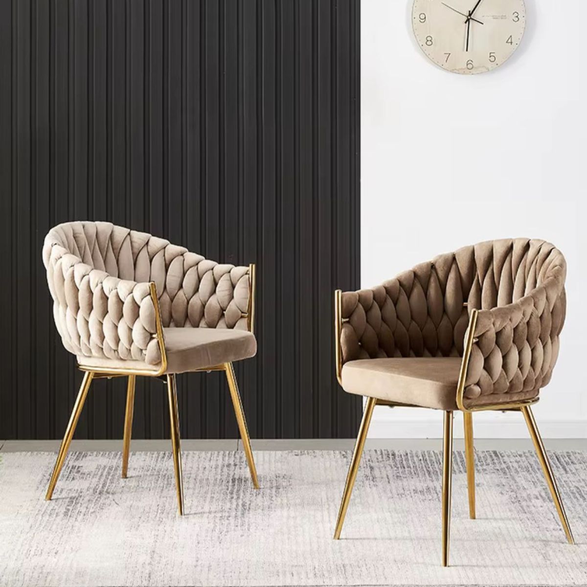 HABITA2 CHILE - Pack 2 sitial poltrona Queen terciopelo Beige patas doradas