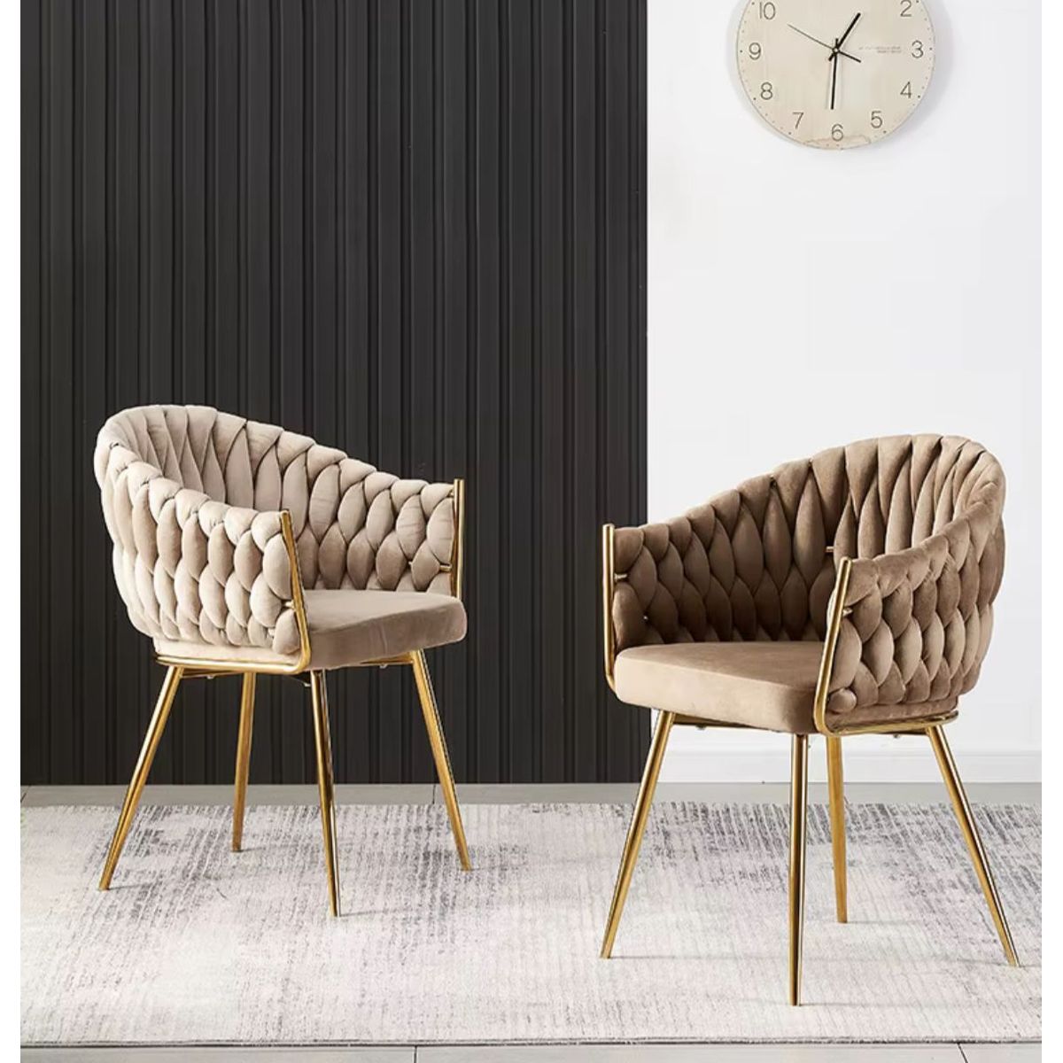 HABITA2 CHILE - Pack 2 sitial poltrona Queen terciopelo Beige patas doradas