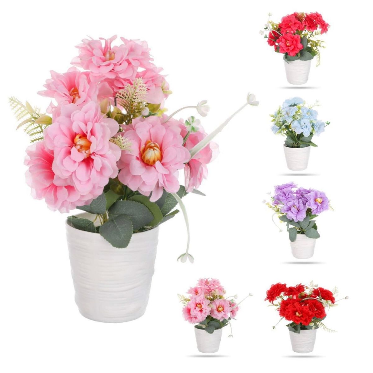 HOMEY - Pack 4 Macetas Decorativas Homey Con Flor Artificial,30*9.5cm